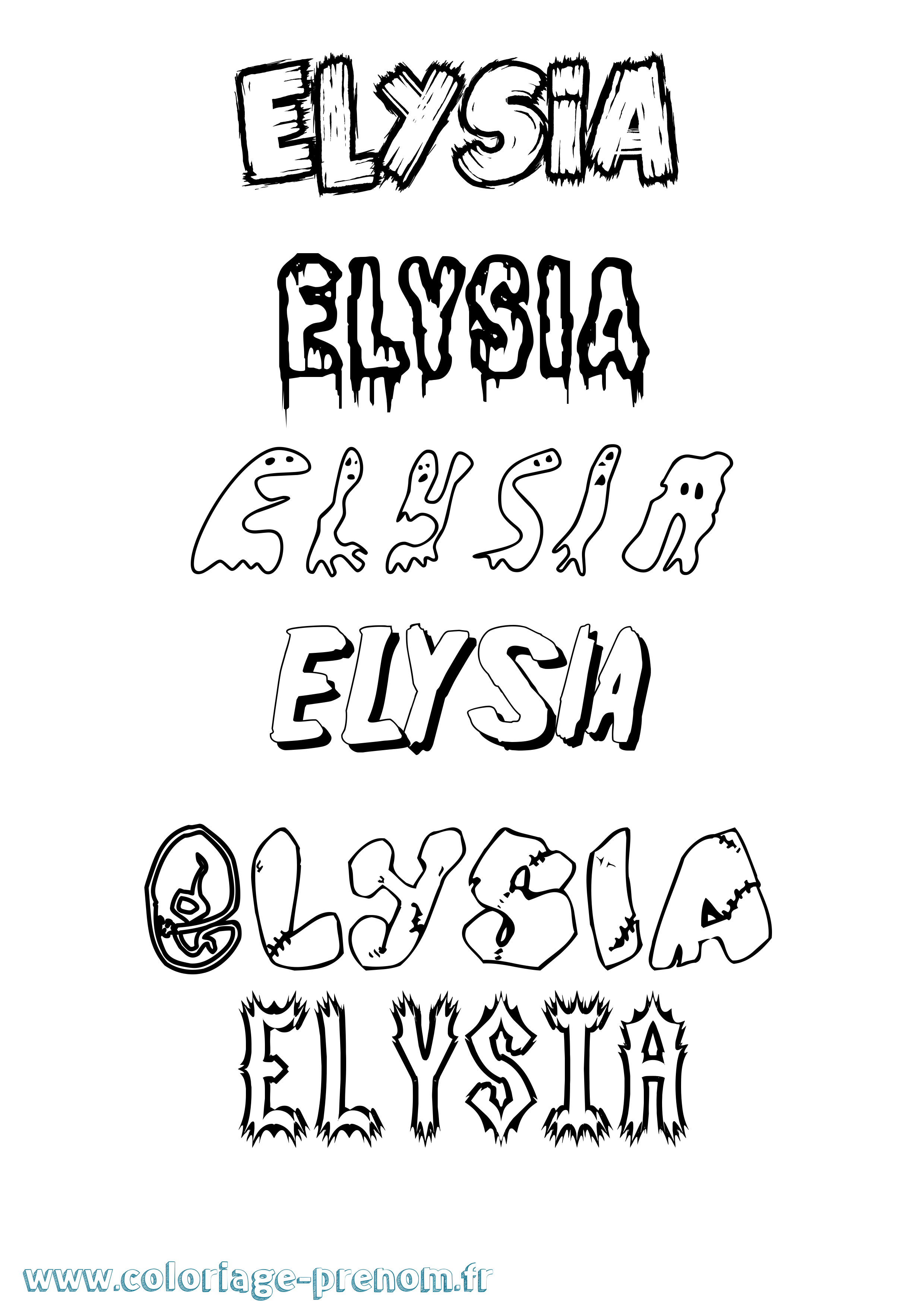 Coloriage Elysia Frisson Coloriage prénom Elysia Frisson
