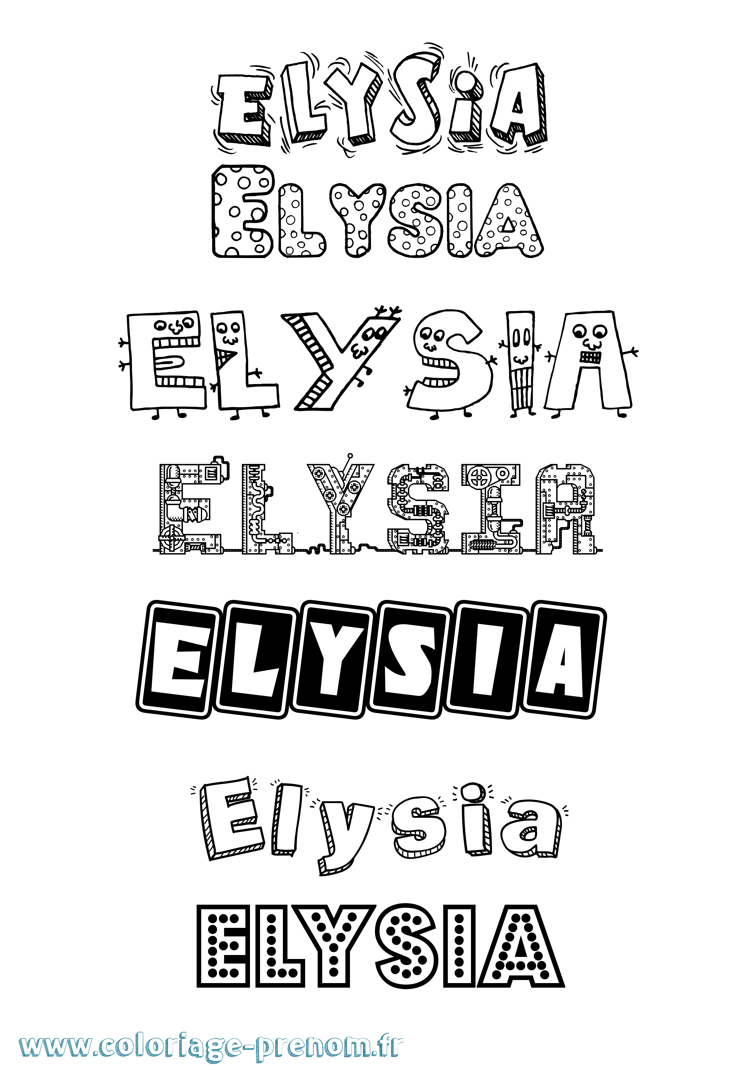 Coloriage Elysia Fun Coloriage prénom Elysia Fun