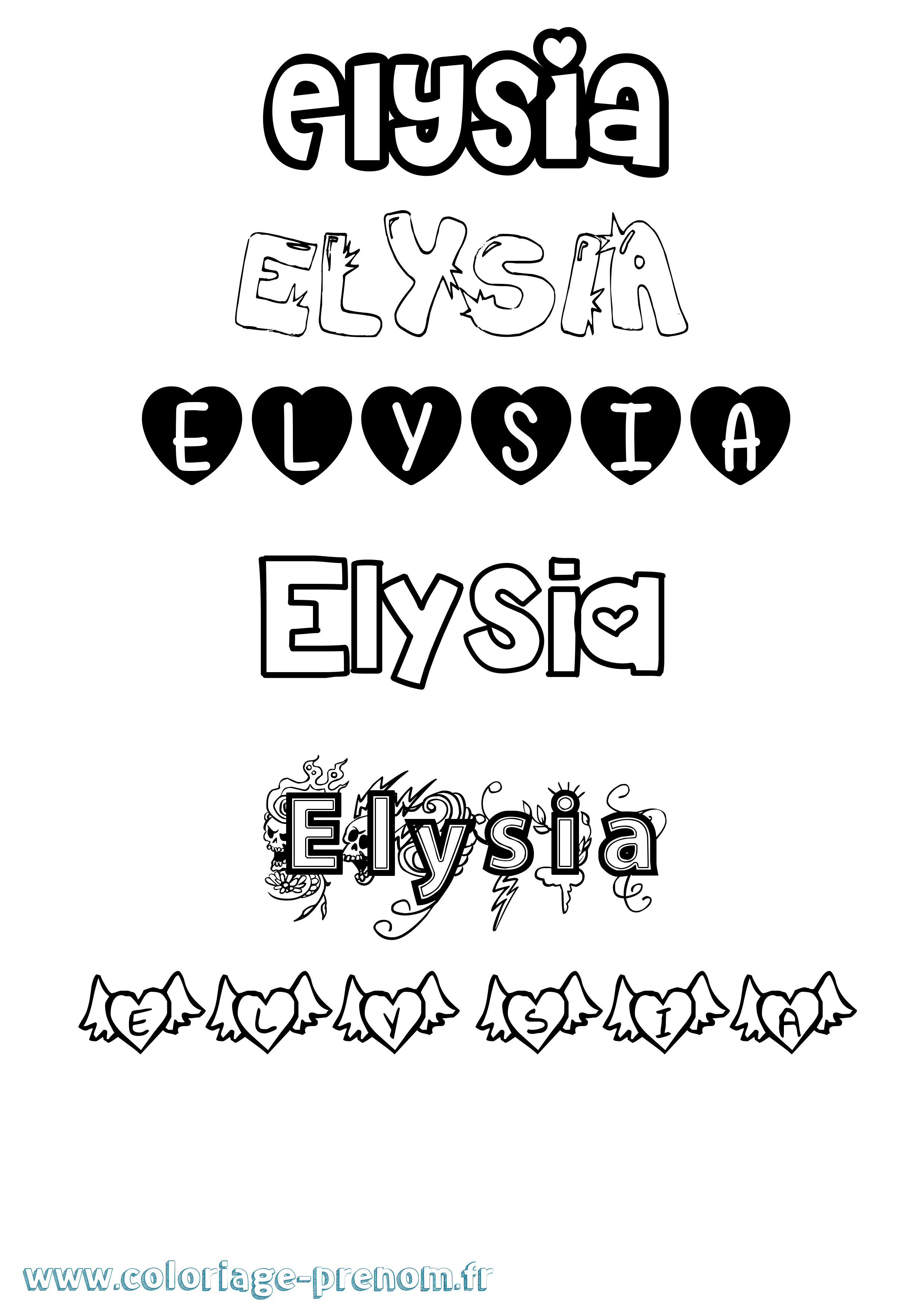 Coloriage Elysia Girly Coloriage prénom Elysia Girly