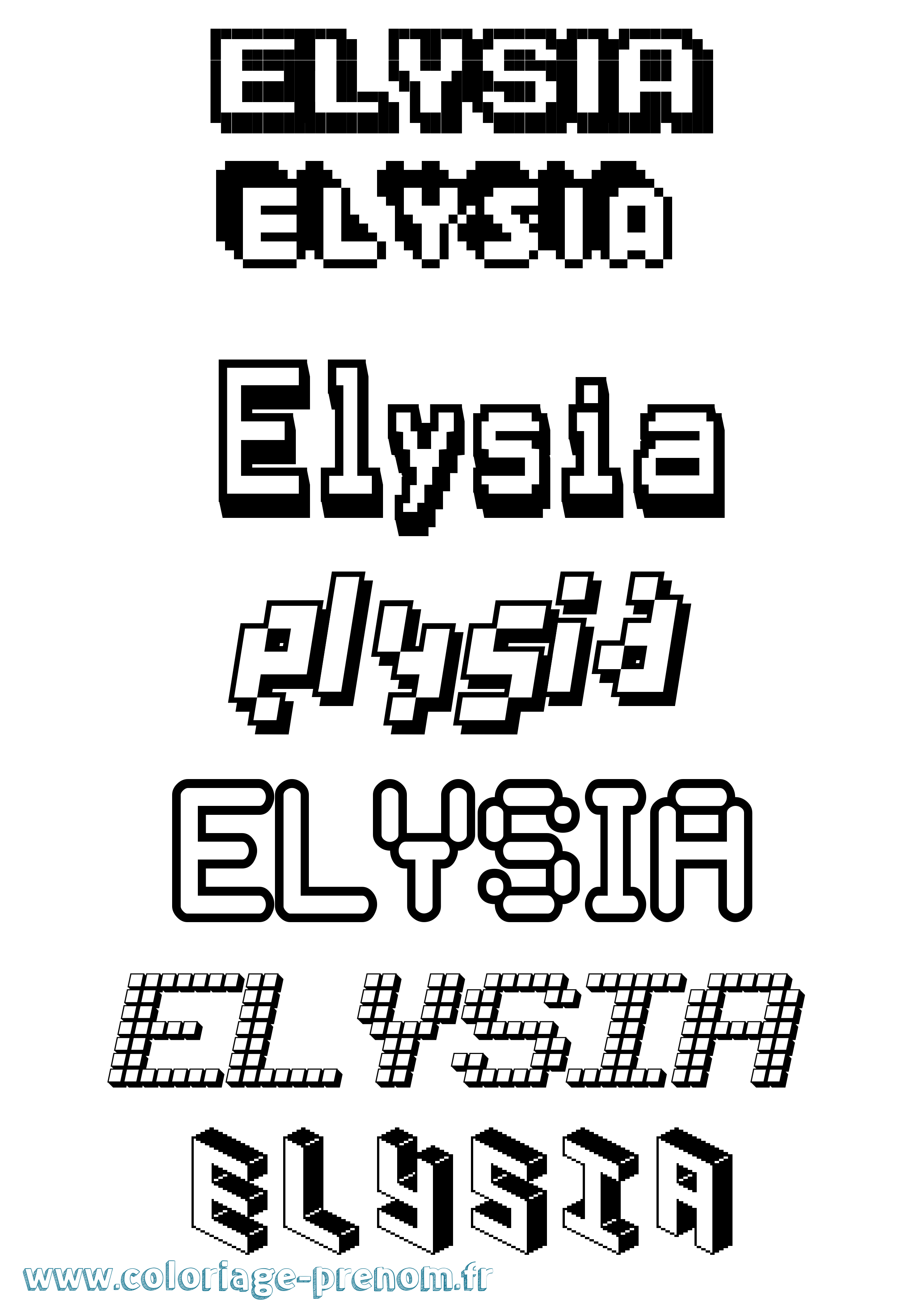Coloriage Elysia Pixel Coloriage prénom Elysia Pixel