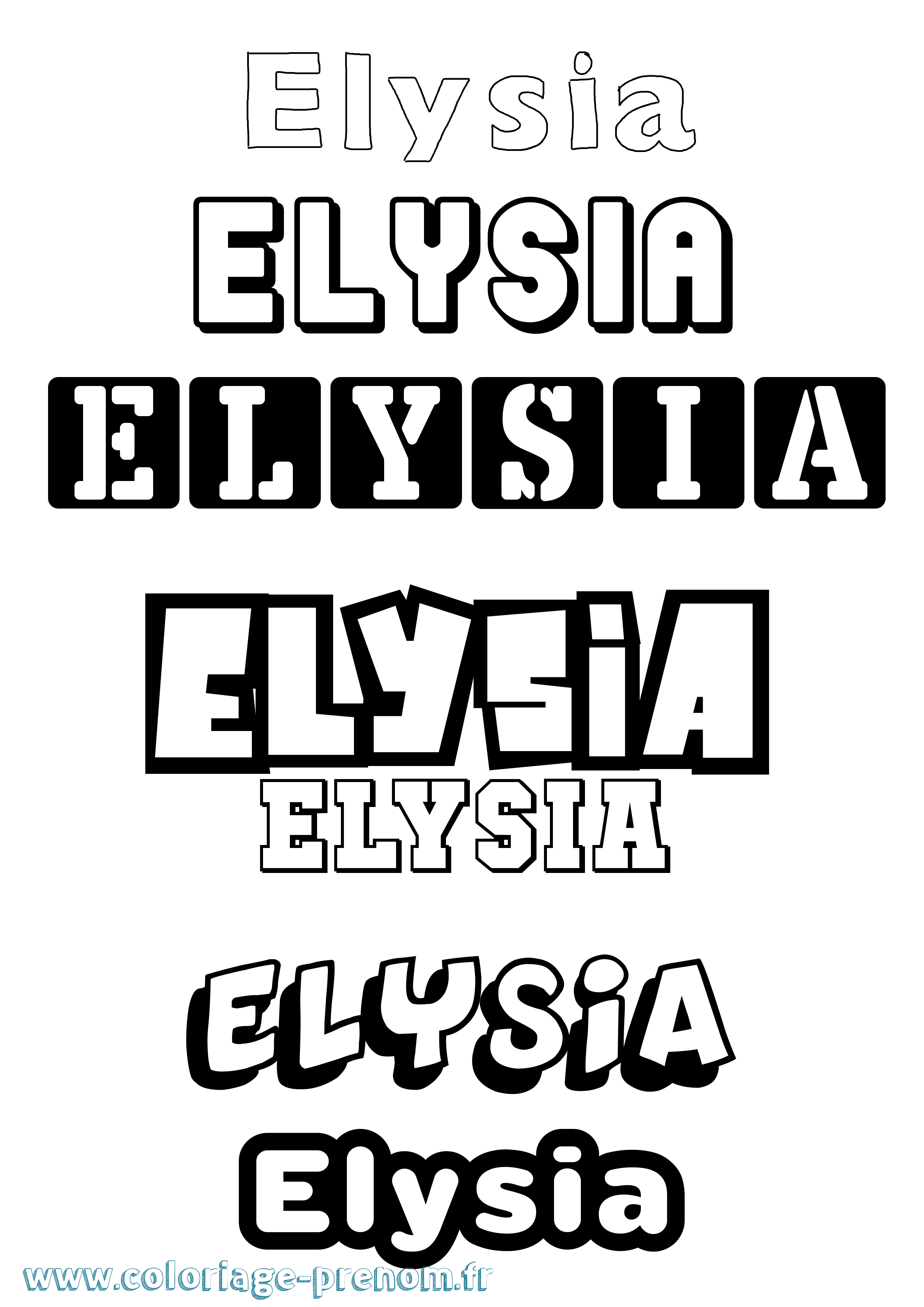 Coloriage Elysia Simple Coloriage prénom Elysia Simple