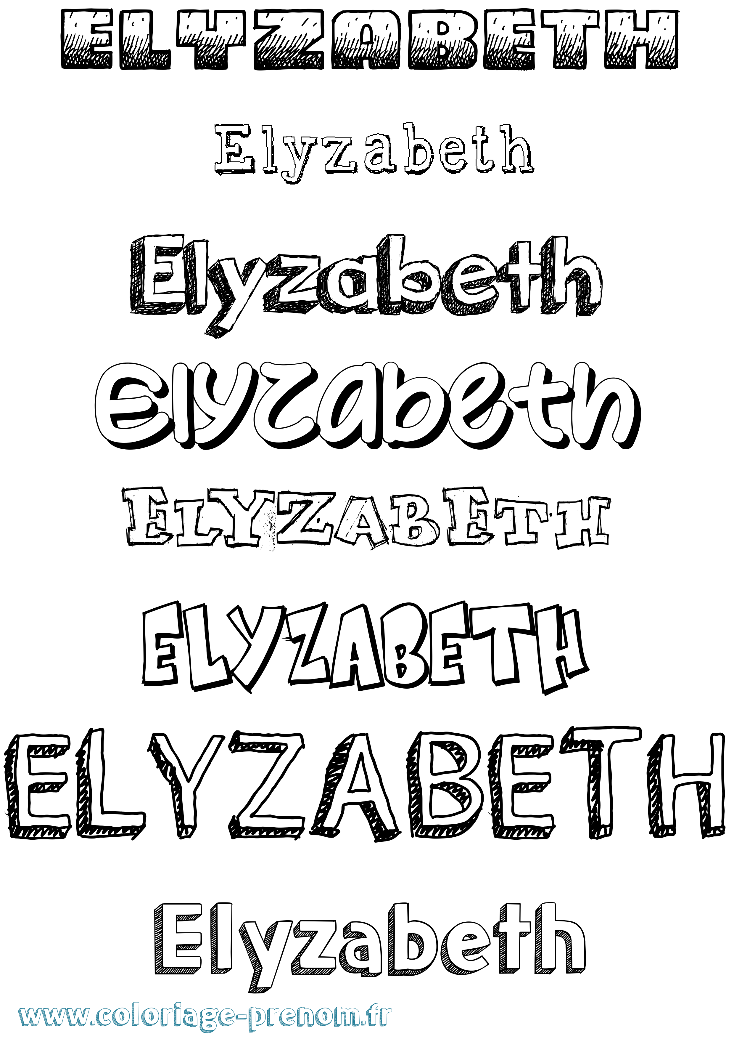 Coloriage Elyzabeth Dessiné Coloriage prénom Elyzabeth Dessiné