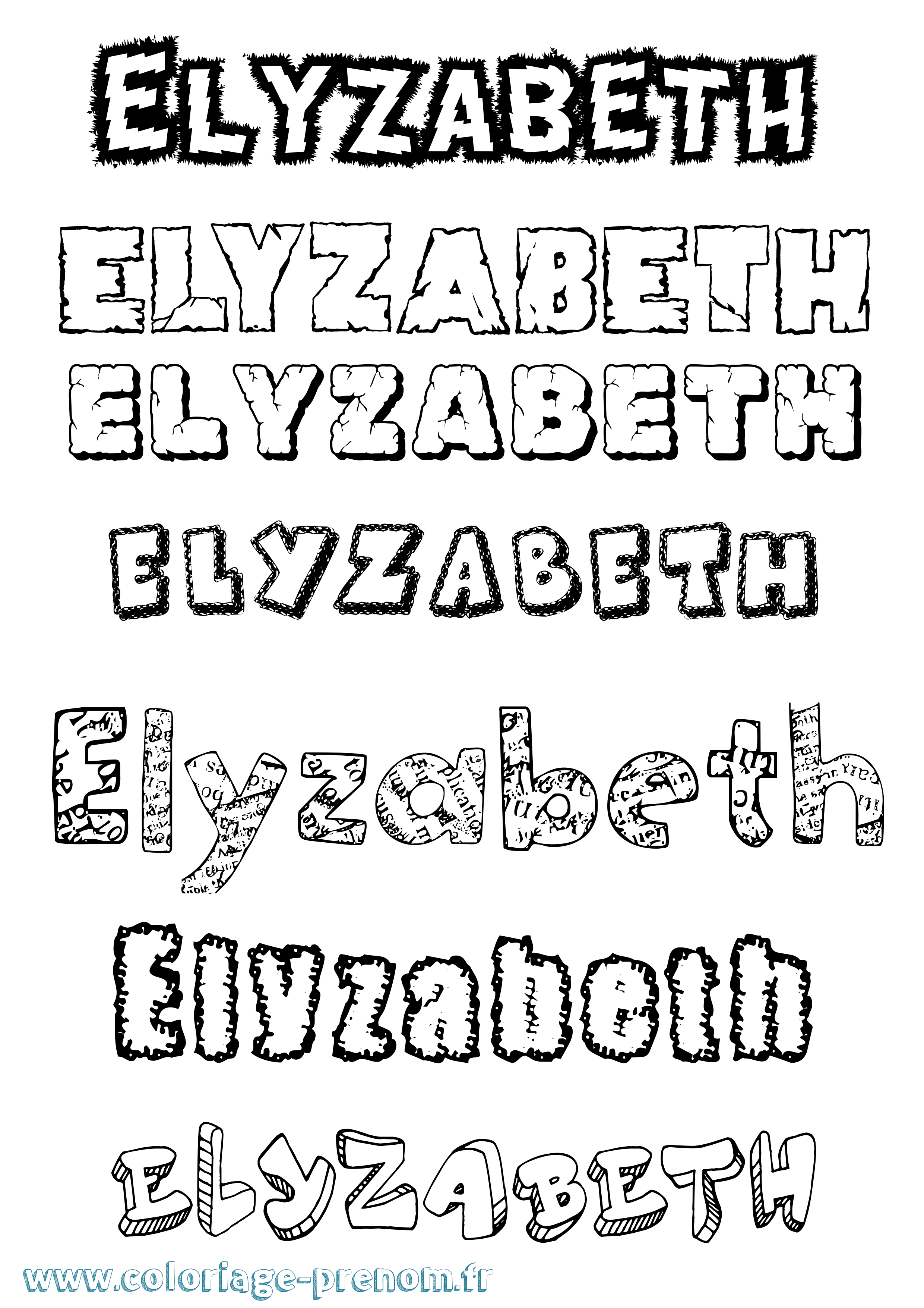 Coloriage Elyzabeth Destructuré Coloriage prénom Elyzabeth Destructuré