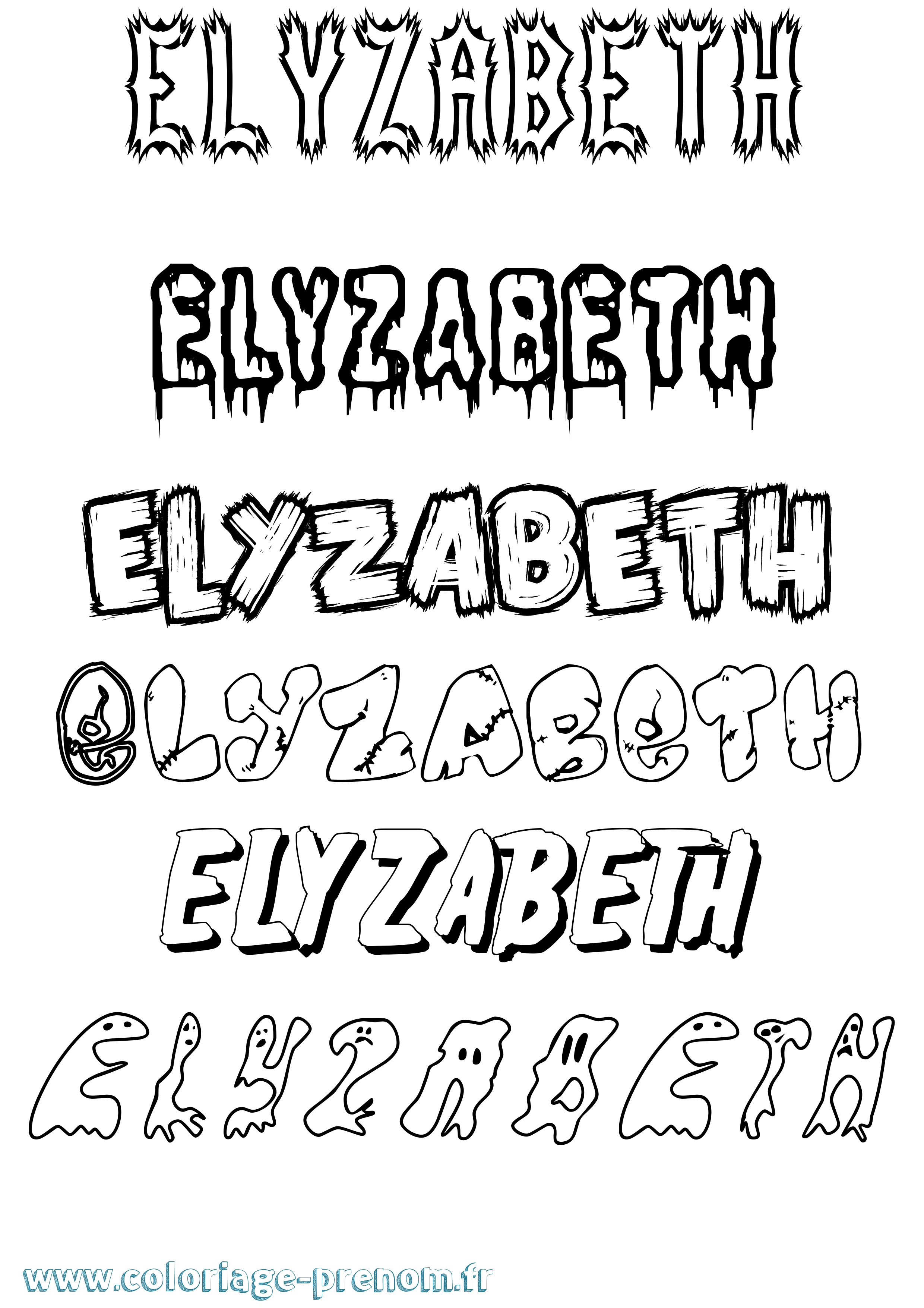 Coloriage Elyzabeth Frisson Coloriage prénom Elyzabeth Frisson