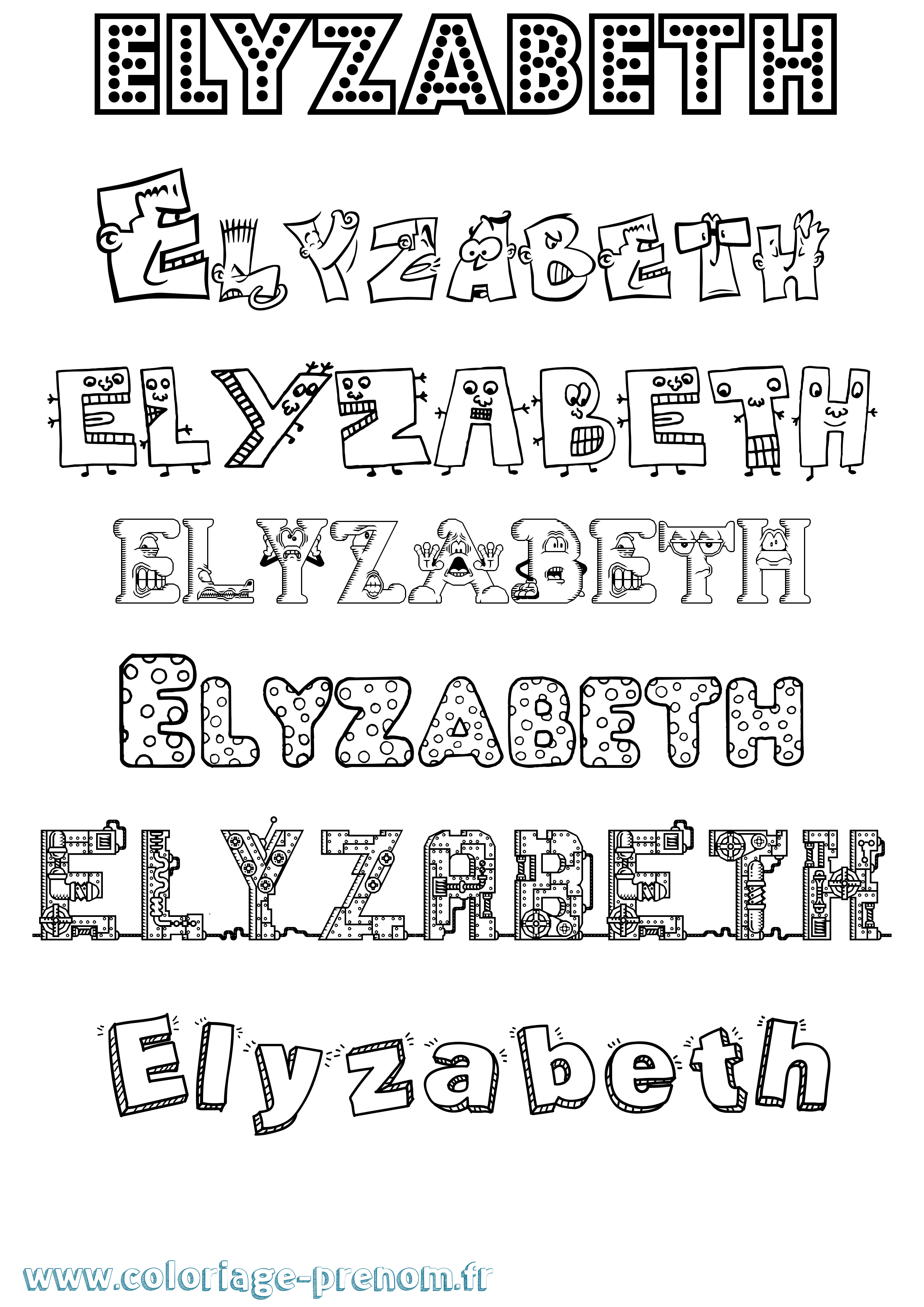 Coloriage Elyzabeth Fun Coloriage prénom Elyzabeth Fun