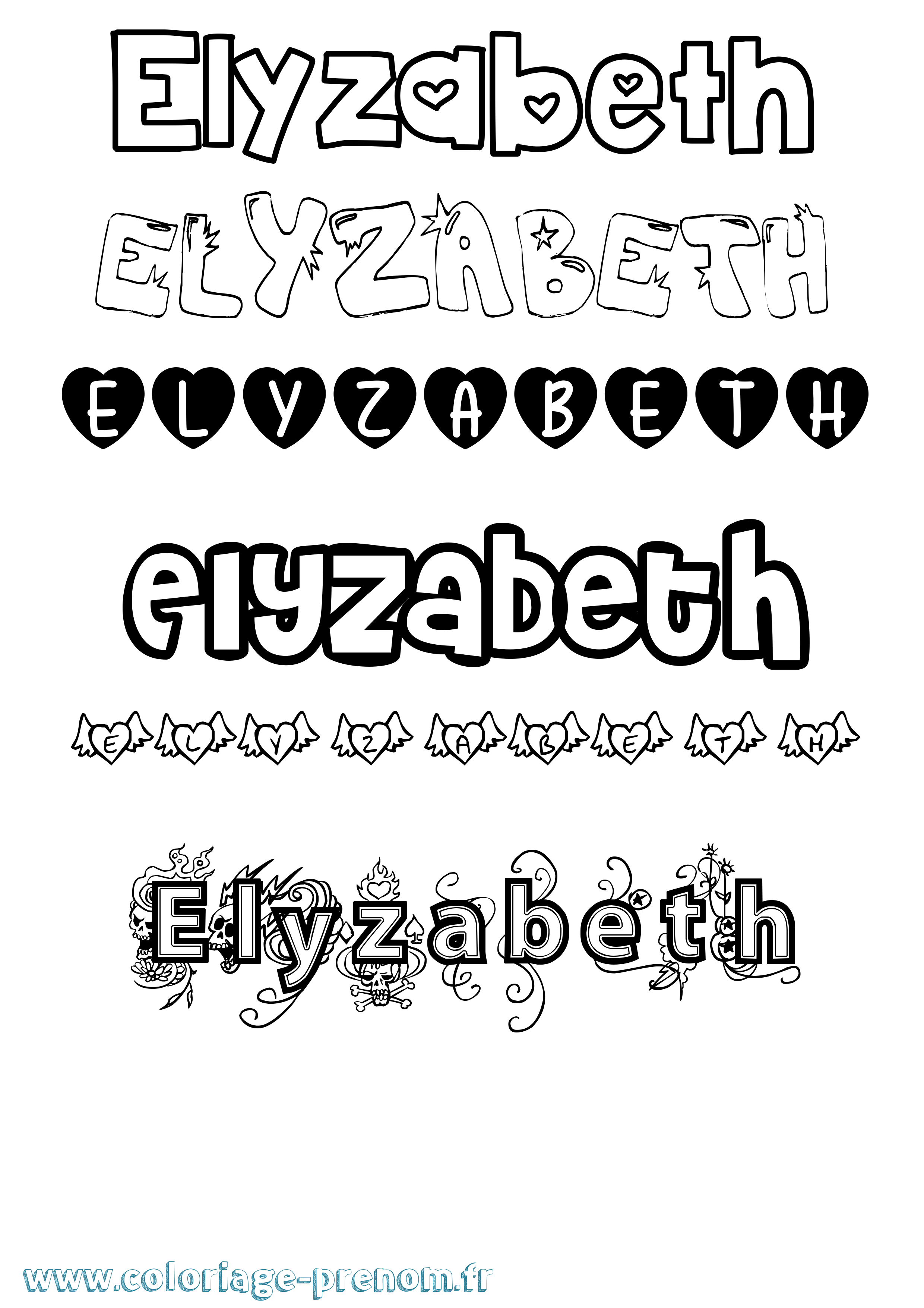 Coloriage Elyzabeth Girly Coloriage prénom Elyzabeth Girly