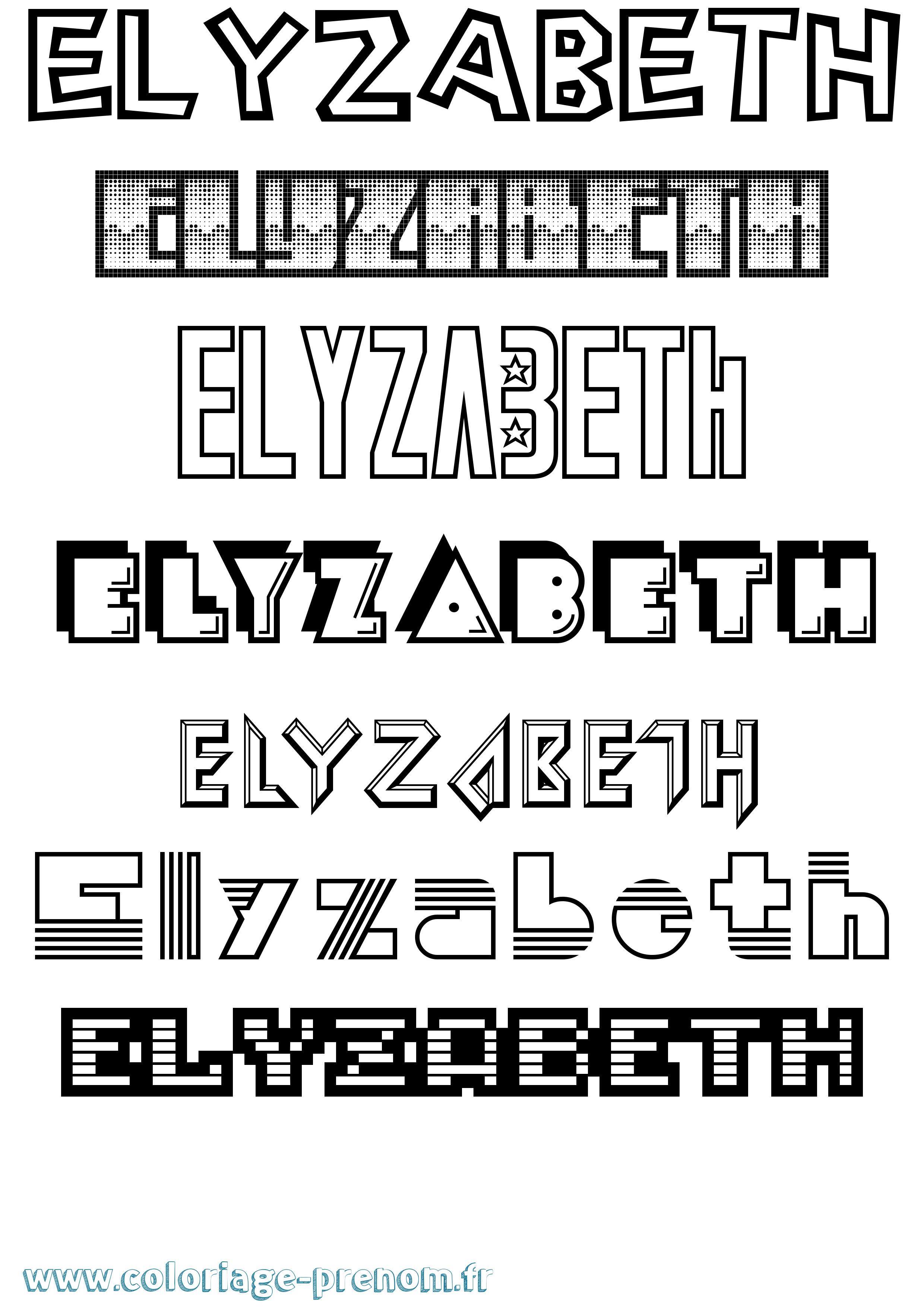 Coloriage Elyzabeth Jeux Vidéos Coloriage prénom Elyzabeth Jeux Vidéos