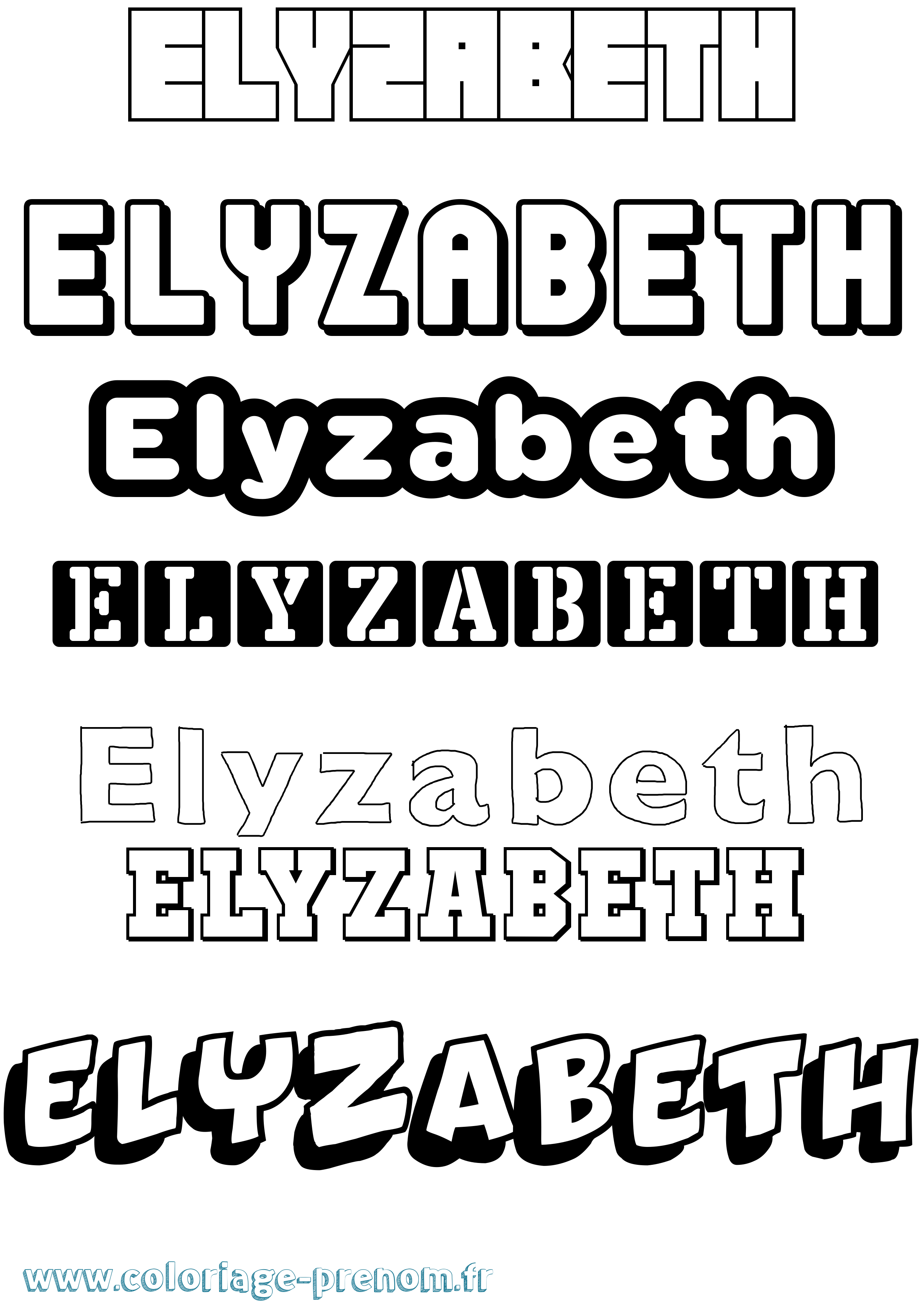 Coloriage Elyzabeth Simple Coloriage prénom Elyzabeth Simple