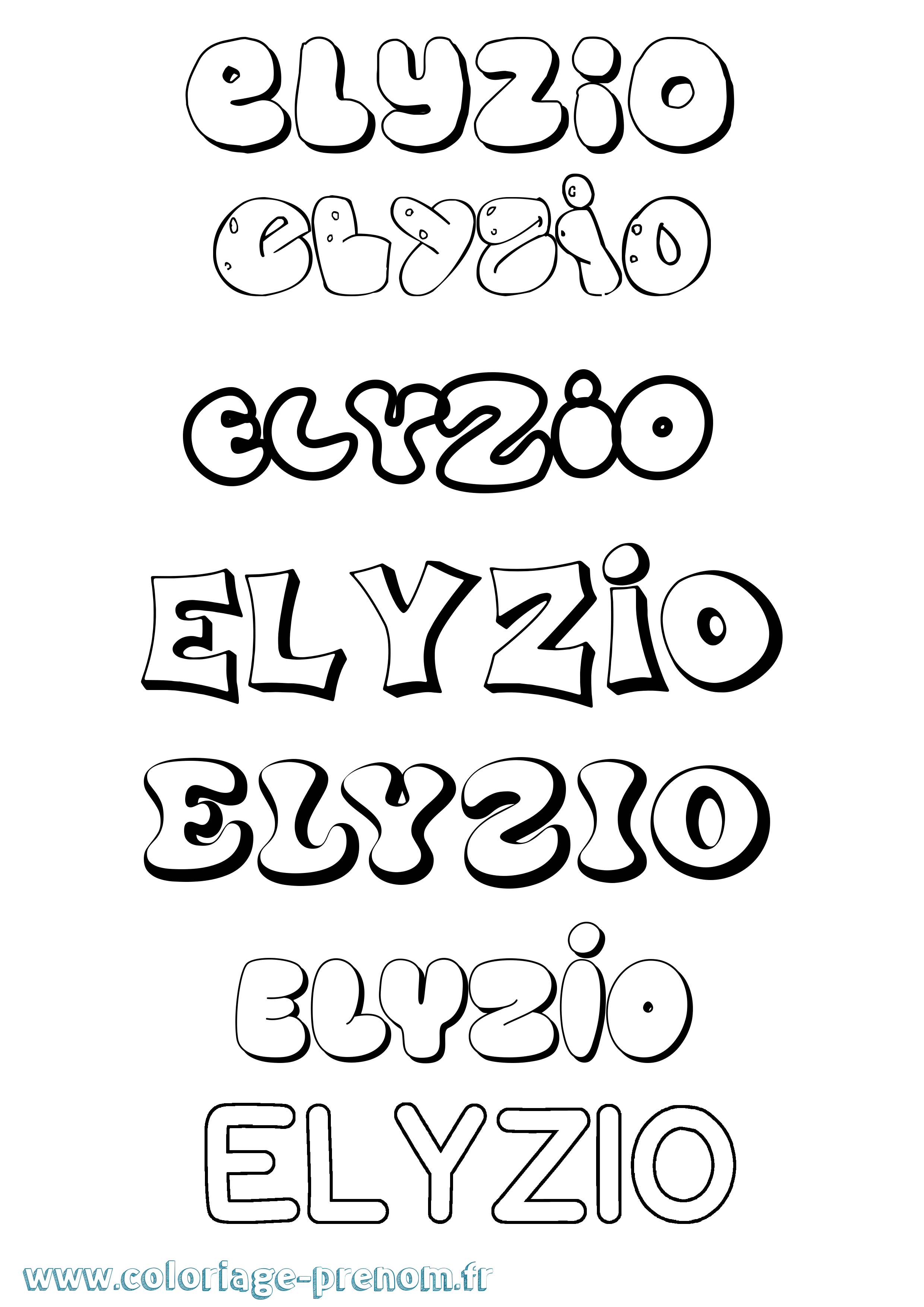 Coloriage Elyzio Bubble Coloriage prénom Elyzio Bubble