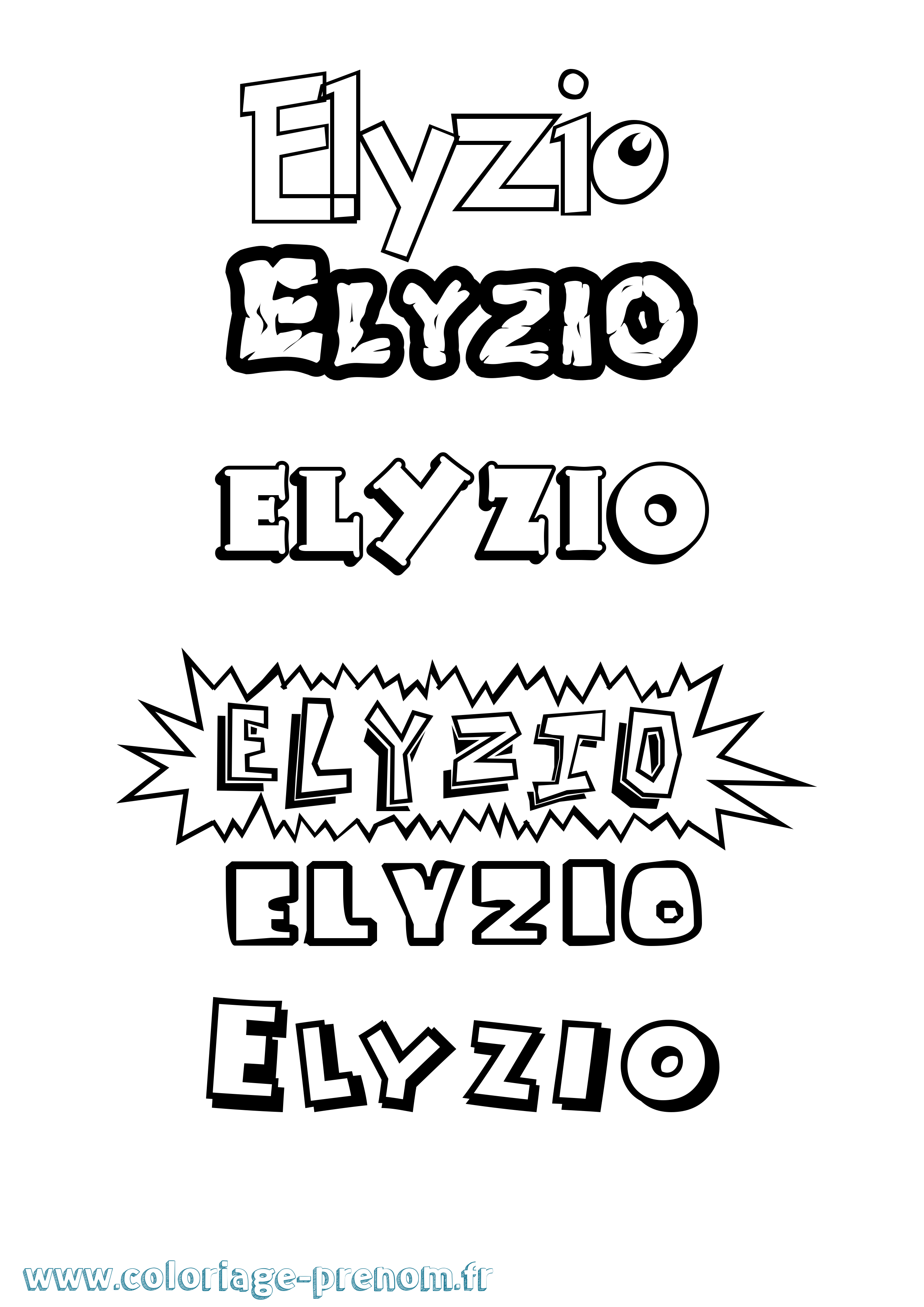 Coloriage Elyzio Dessin Animé Coloriage prénom Elyzio Dessin Animé