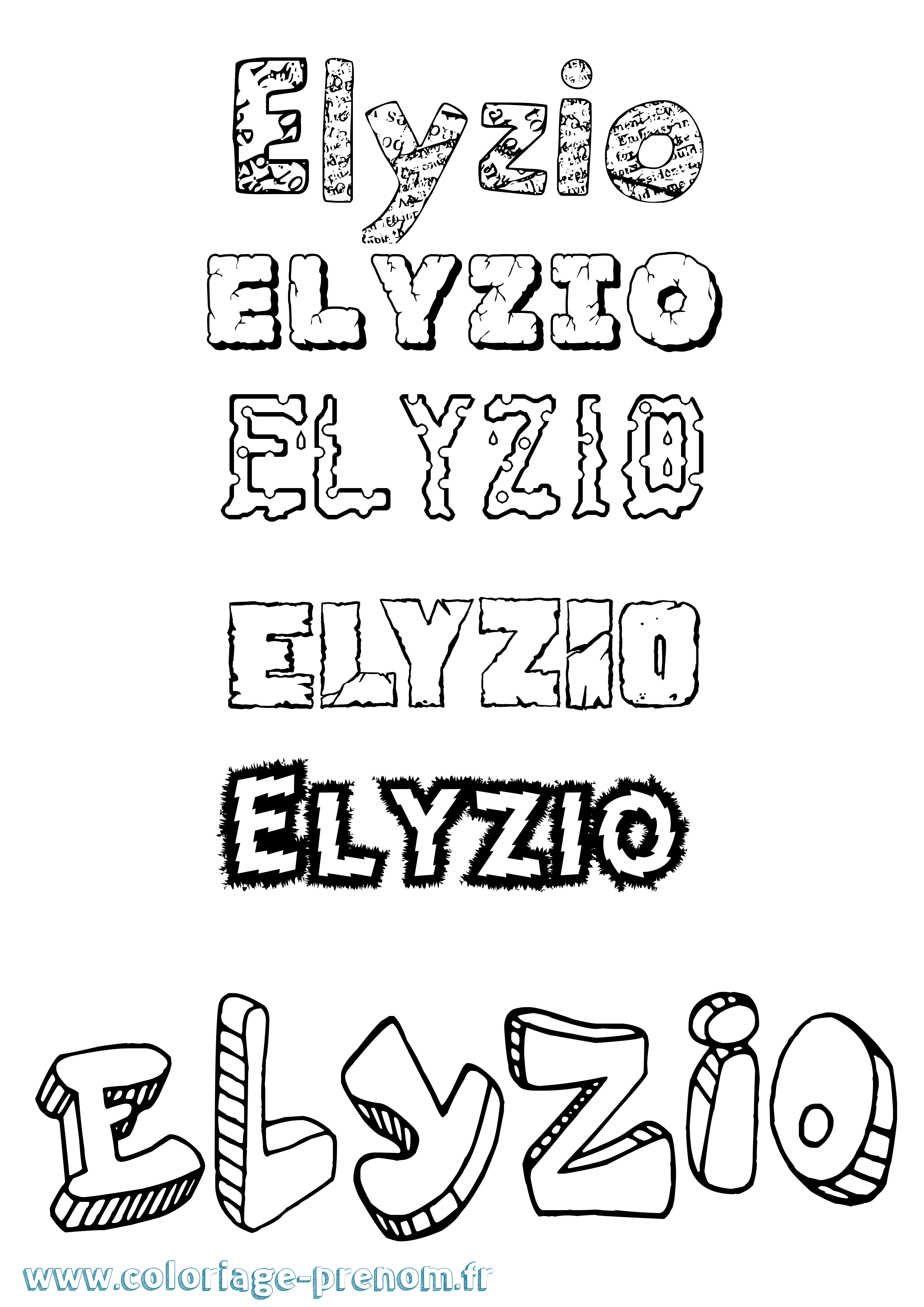 Coloriage Elyzio Destructuré Coloriage prénom Elyzio Destructuré