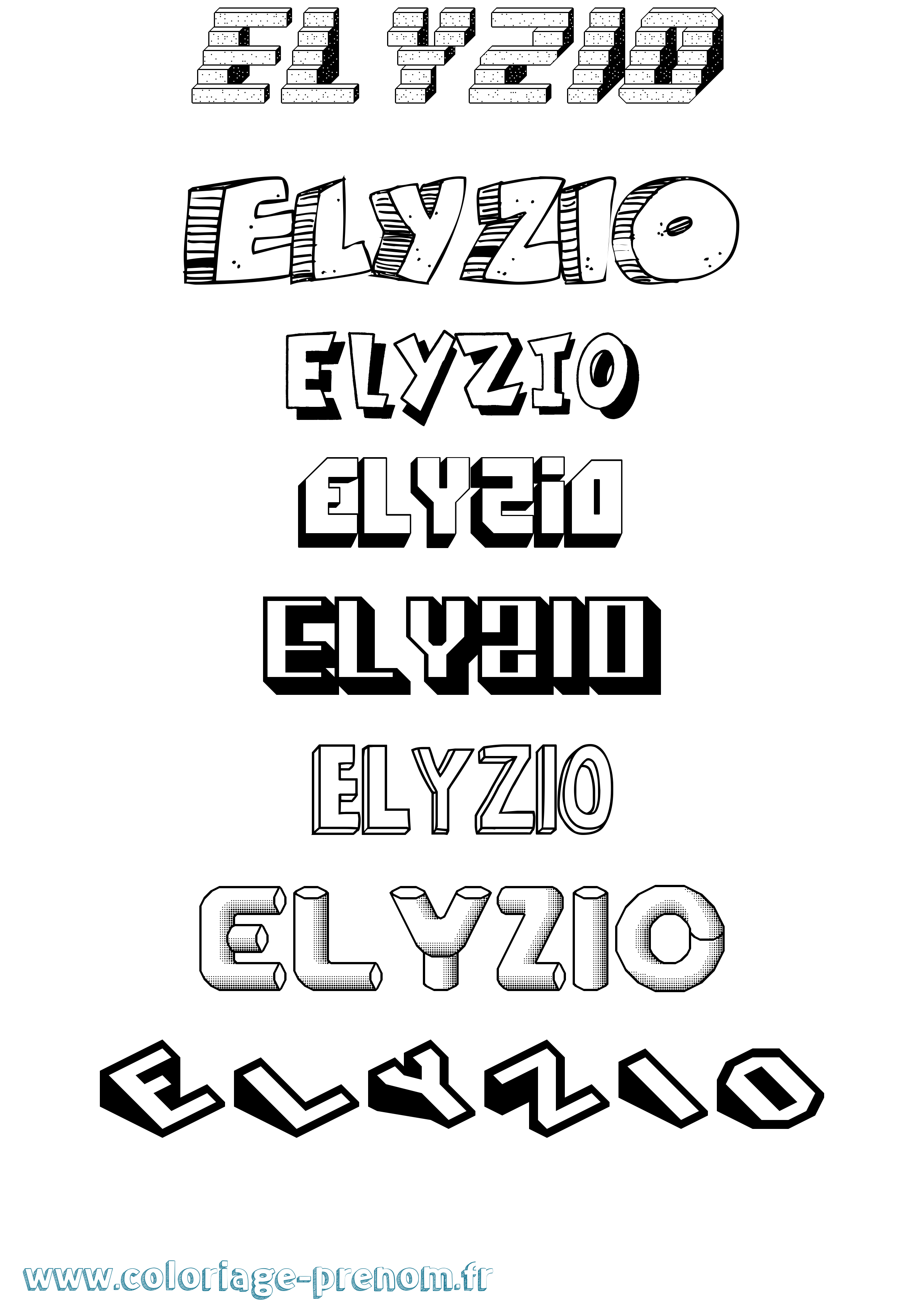Coloriage Elyzio Effet 3D Coloriage prénom Elyzio Effet 3D