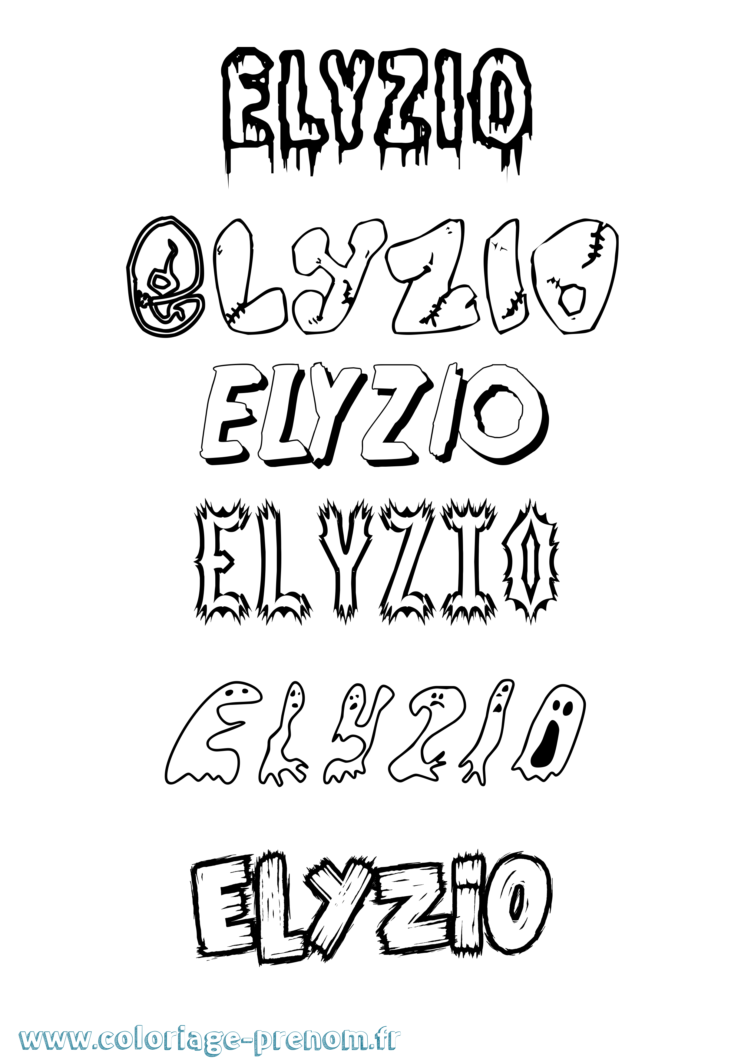 Coloriage Elyzio Frisson Coloriage prénom Elyzio Frisson