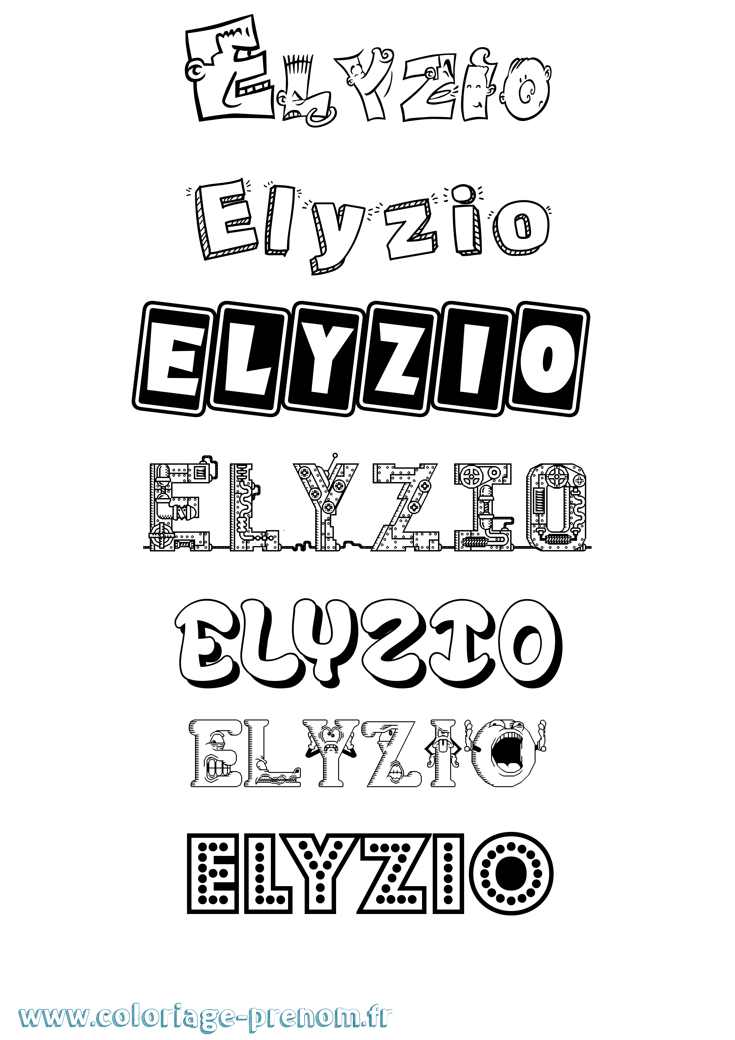Coloriage Elyzio Fun Coloriage prénom Elyzio Fun