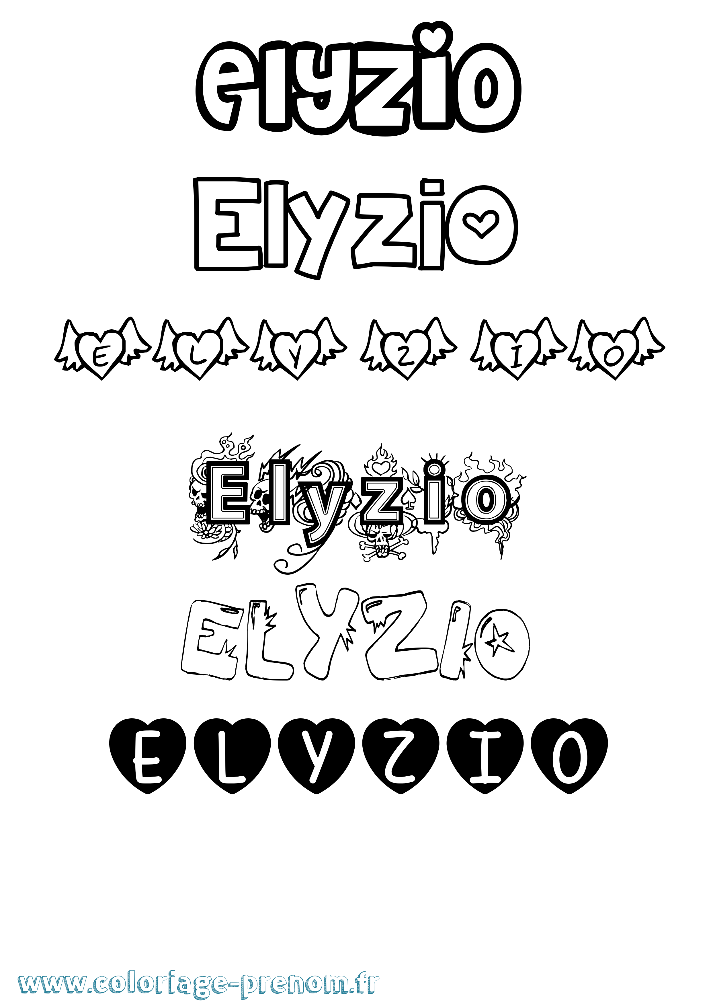 Coloriage Elyzio Girly Coloriage prénom Elyzio Girly