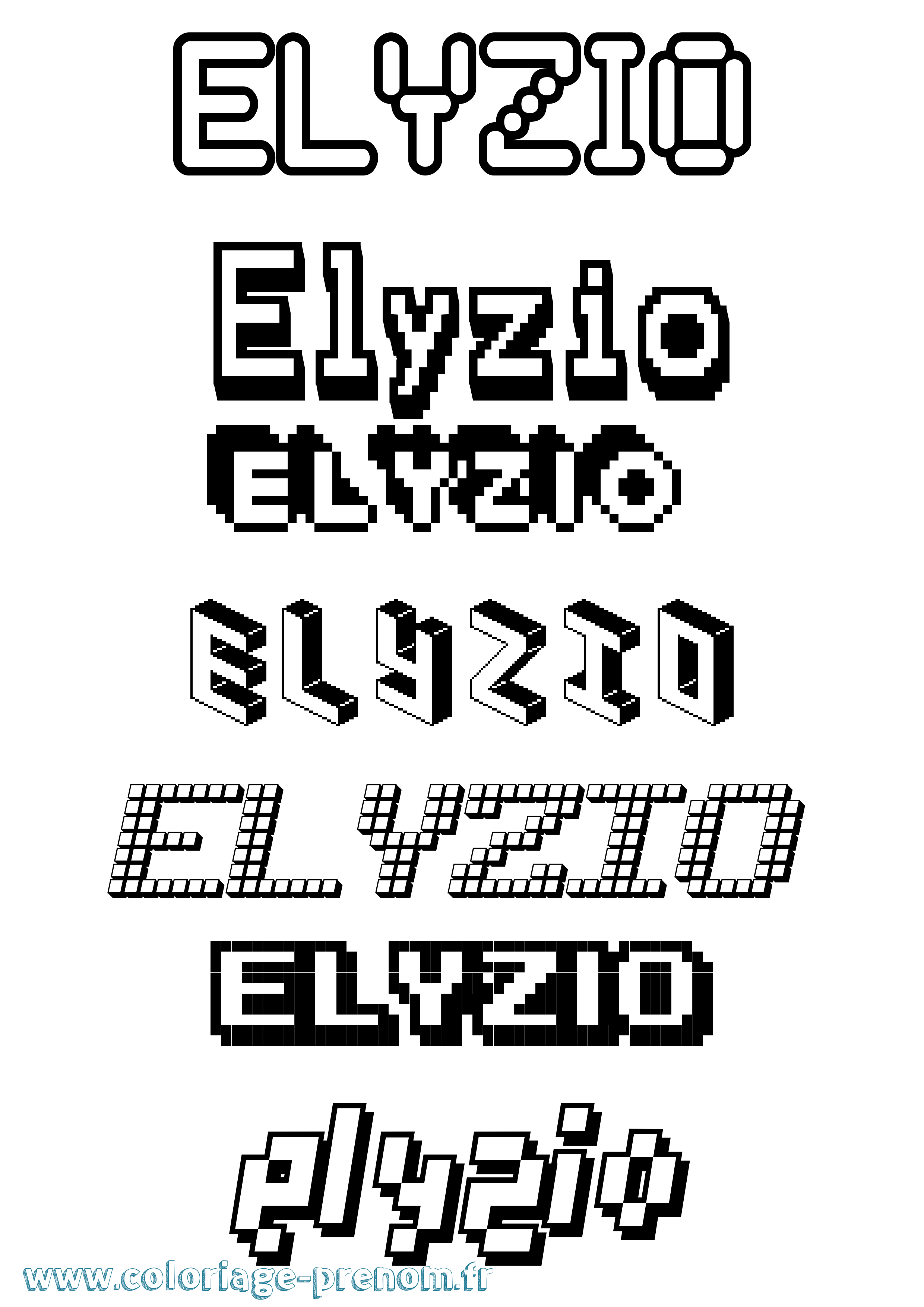 Coloriage Elyzio Pixel Coloriage prénom Elyzio Pixel