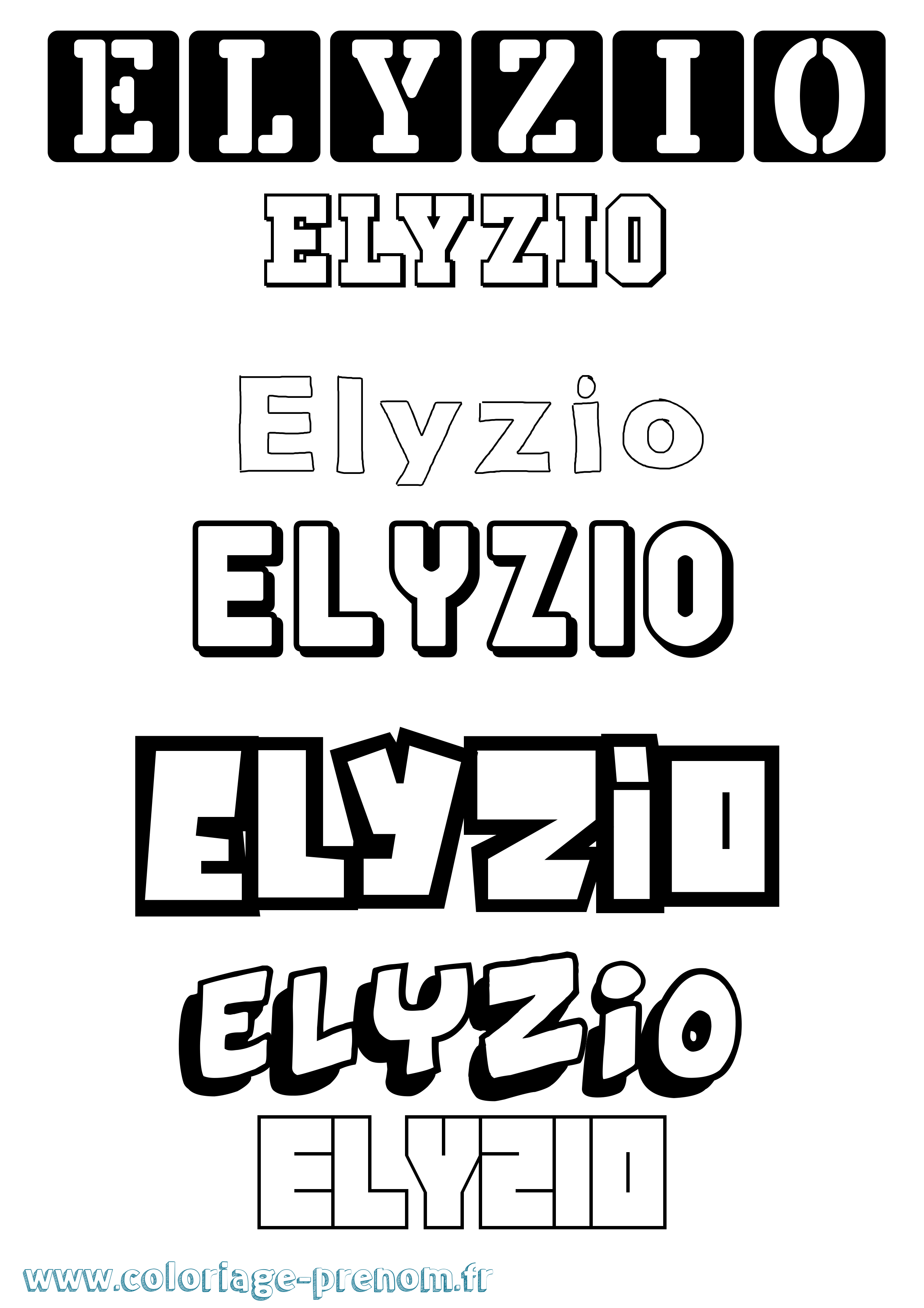 Coloriage Elyzio Simple Coloriage prénom Elyzio Simple