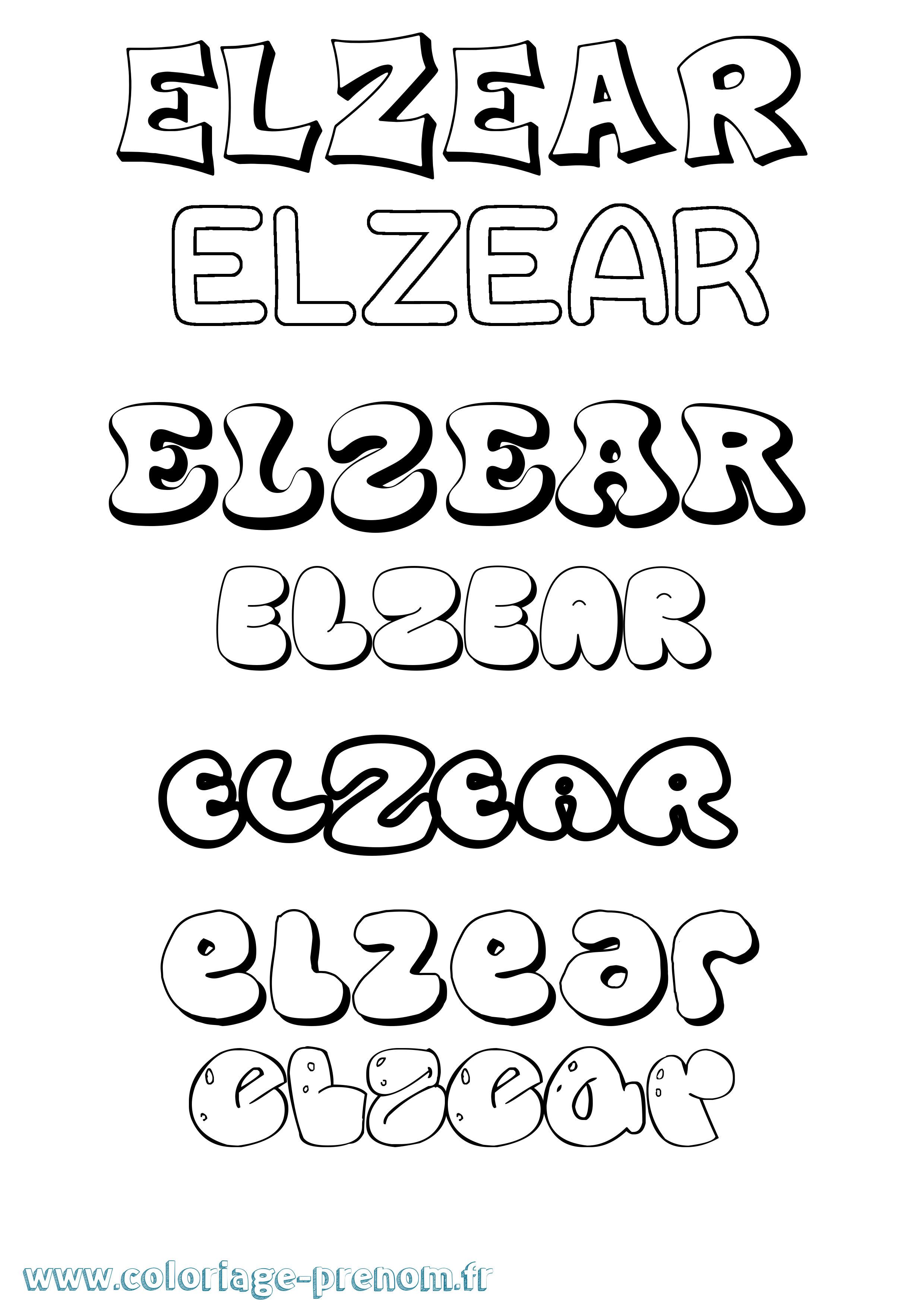 Coloriage Elzear Bubble Coloriage prénom Elzear Bubble