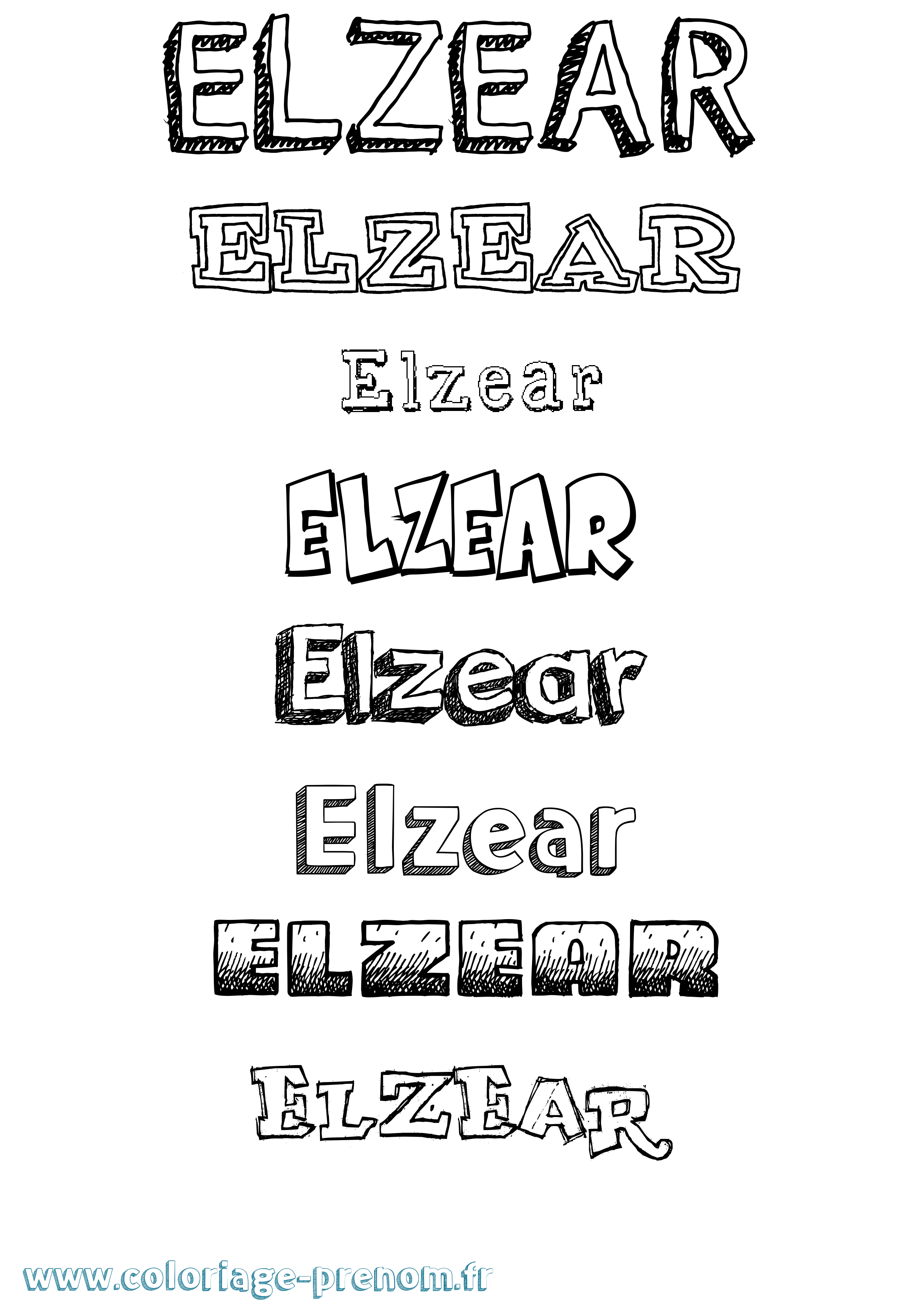 Coloriage Elzear Dessiné Coloriage prénom Elzear Dessiné