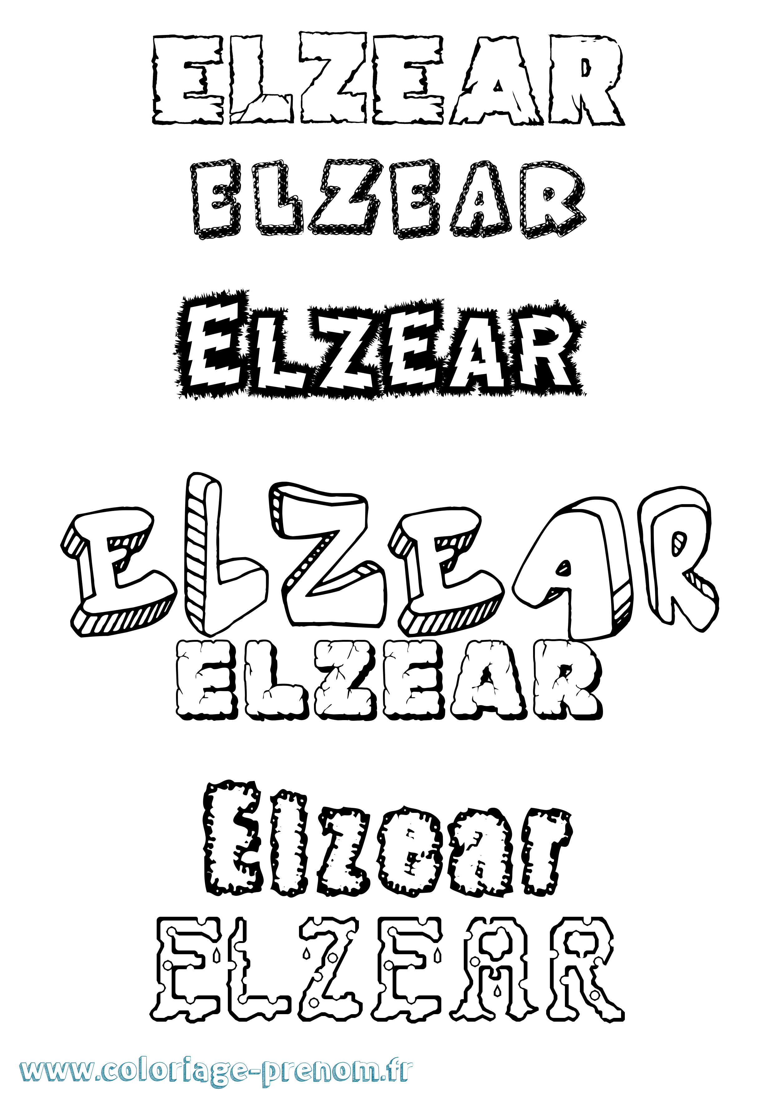 Coloriage Elzear Destructuré Coloriage prénom Elzear Destructuré