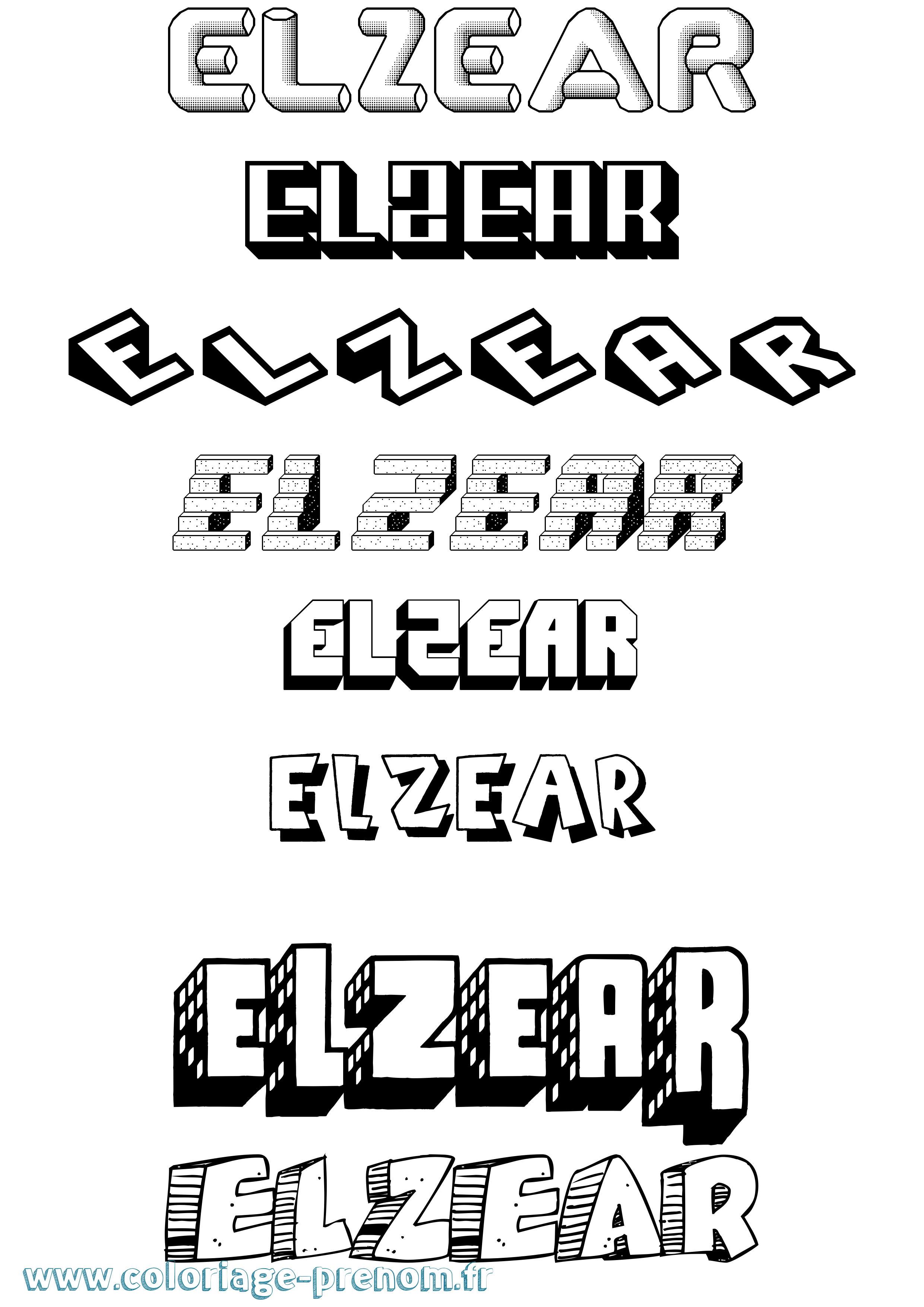 Coloriage Elzear Effet 3D Coloriage prénom Elzear Effet 3D