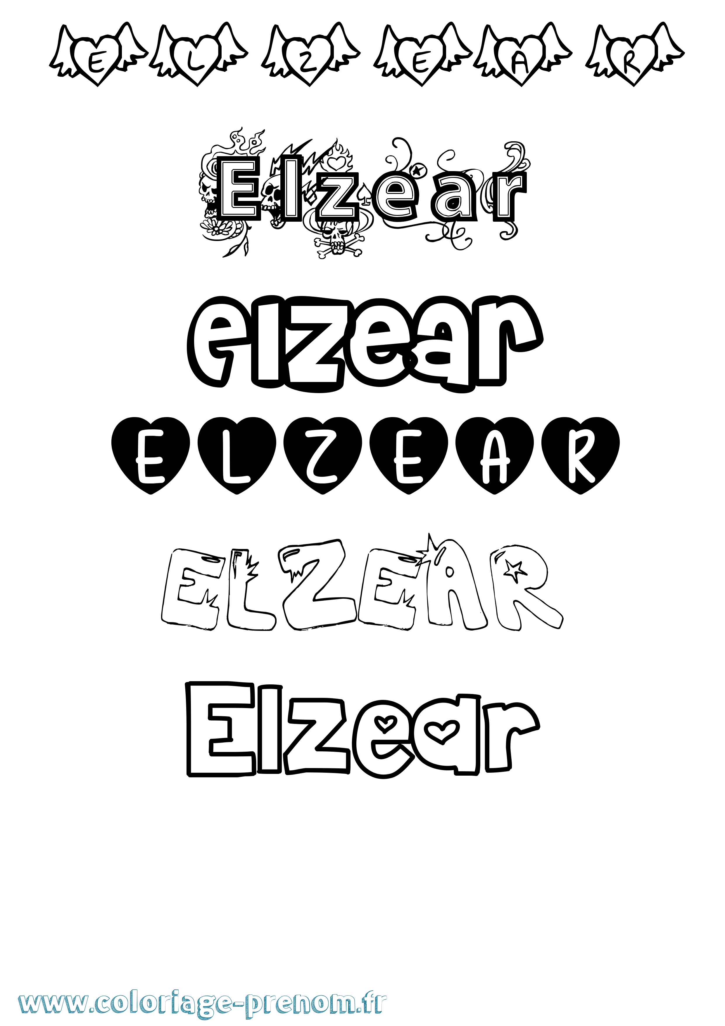 Coloriage Elzear Girly Coloriage prénom Elzear Girly