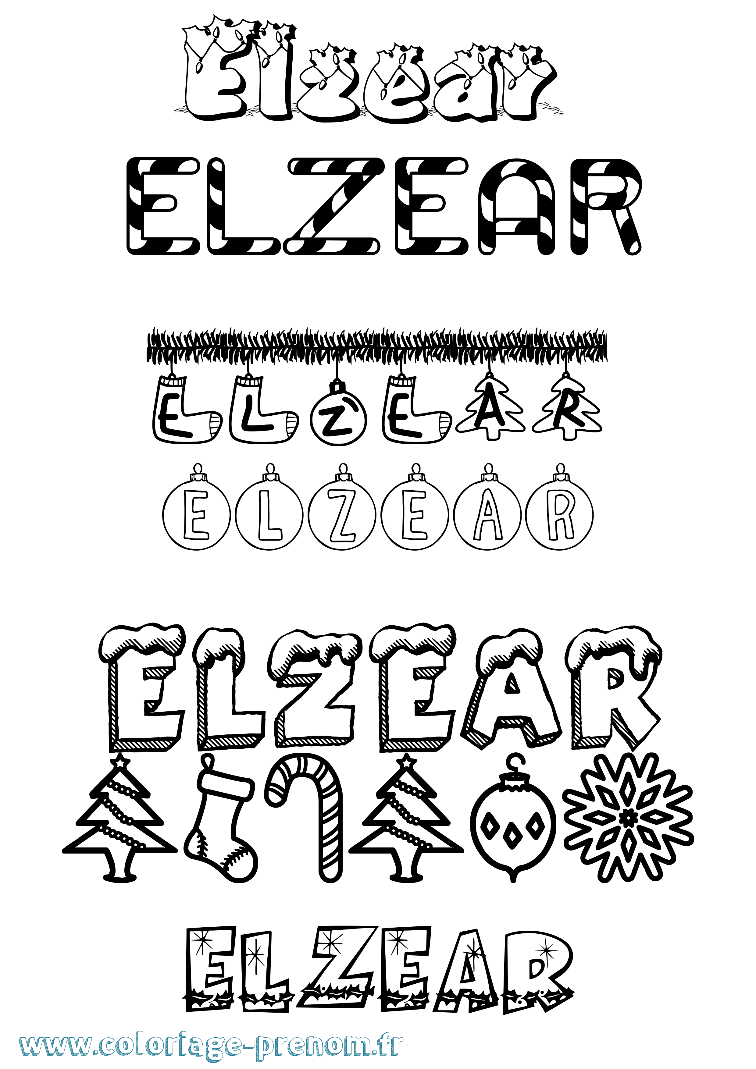 Coloriage Elzear Noël Coloriage prénom Elzear Noël