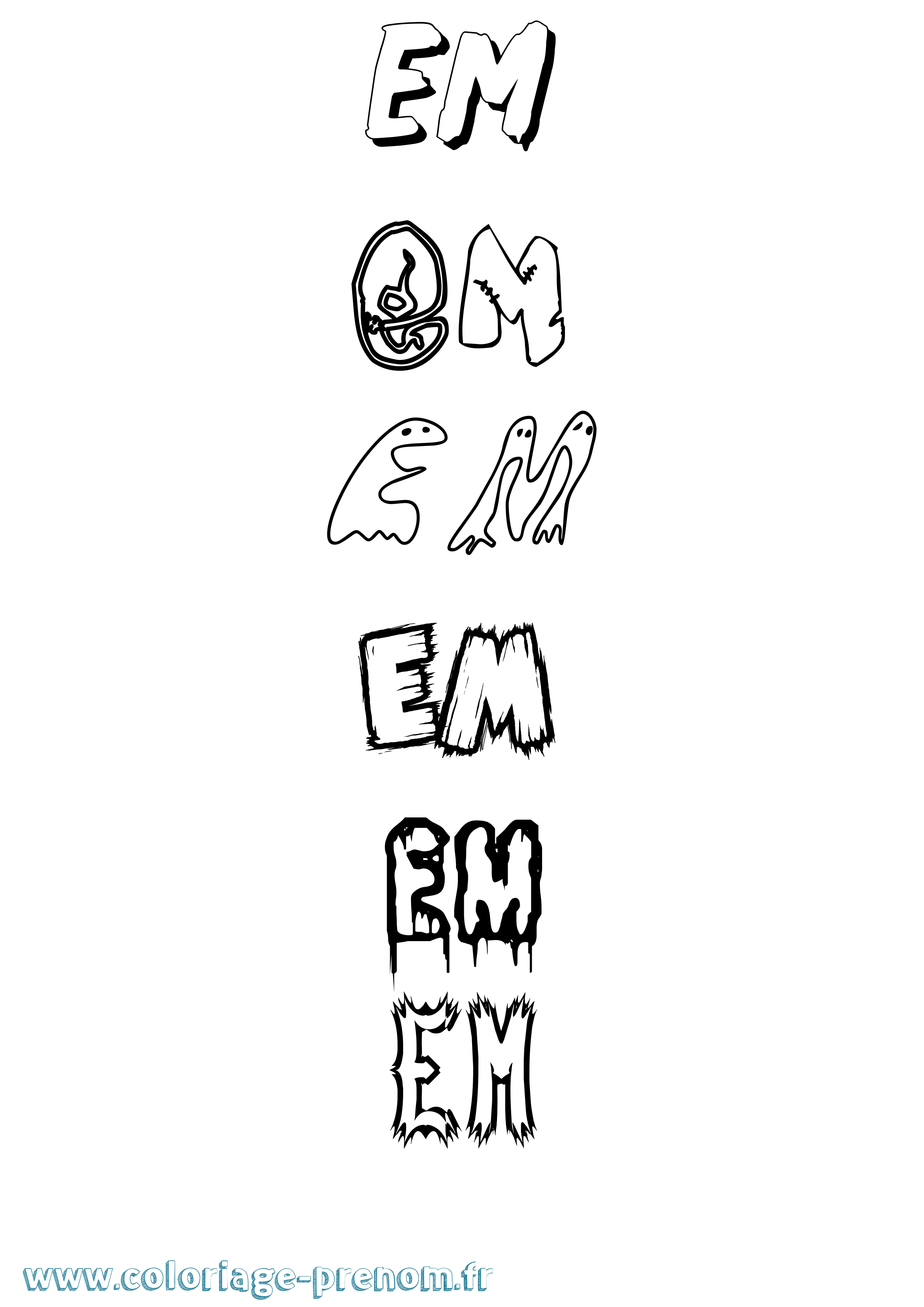 Coloriage Em Frisson Coloriage prénom Em Frisson