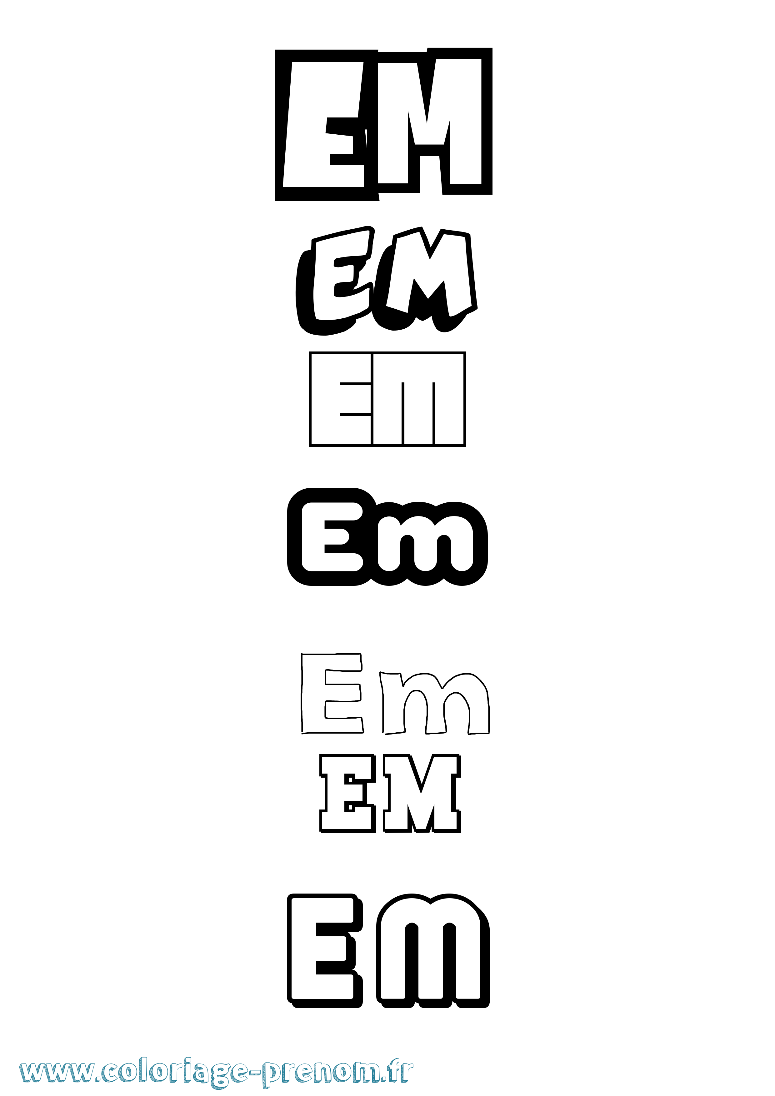 Coloriage Em Simple Coloriage prénom Em Simple