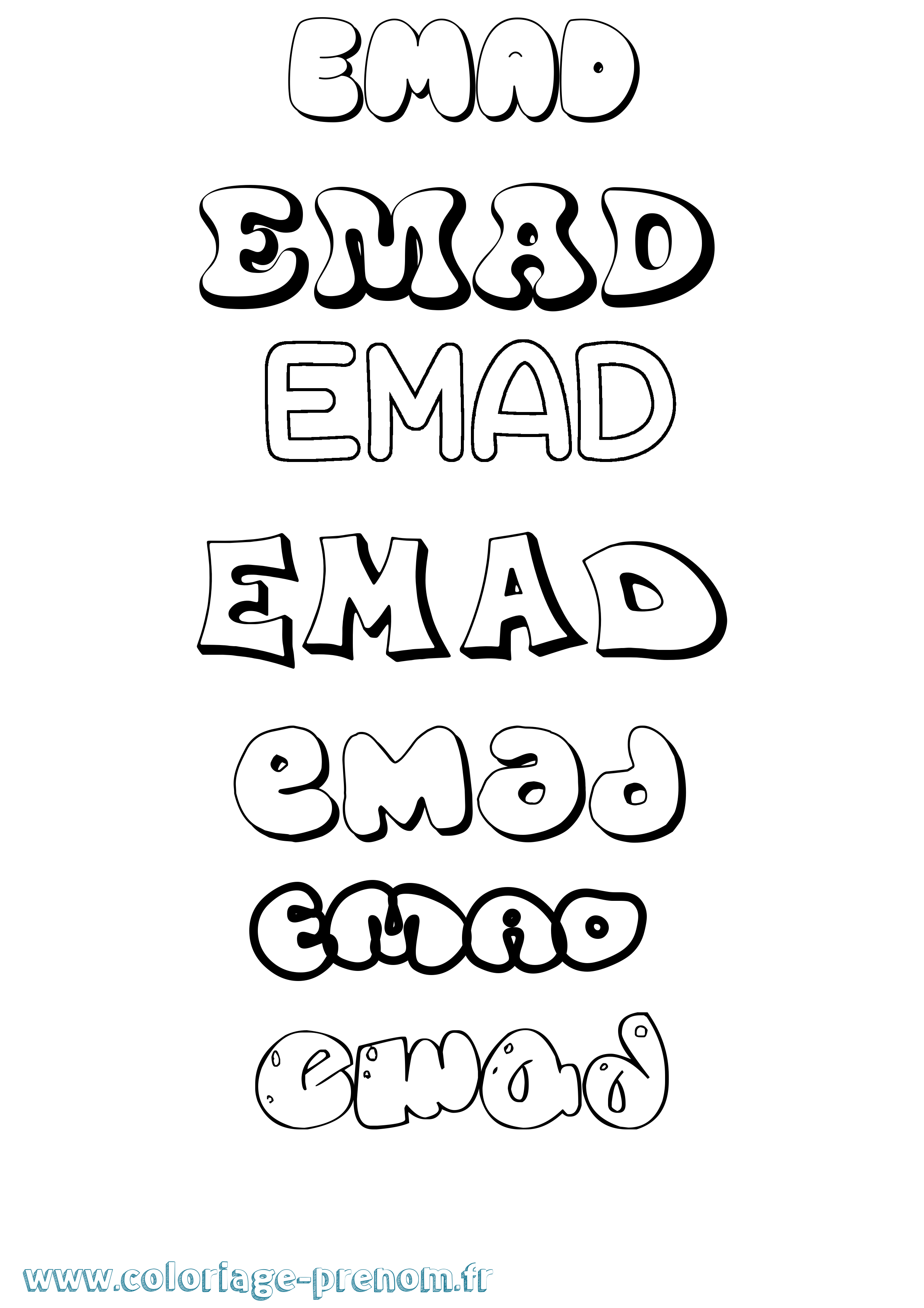 Coloriage Emad Bubble Coloriage prénom Emad Bubble