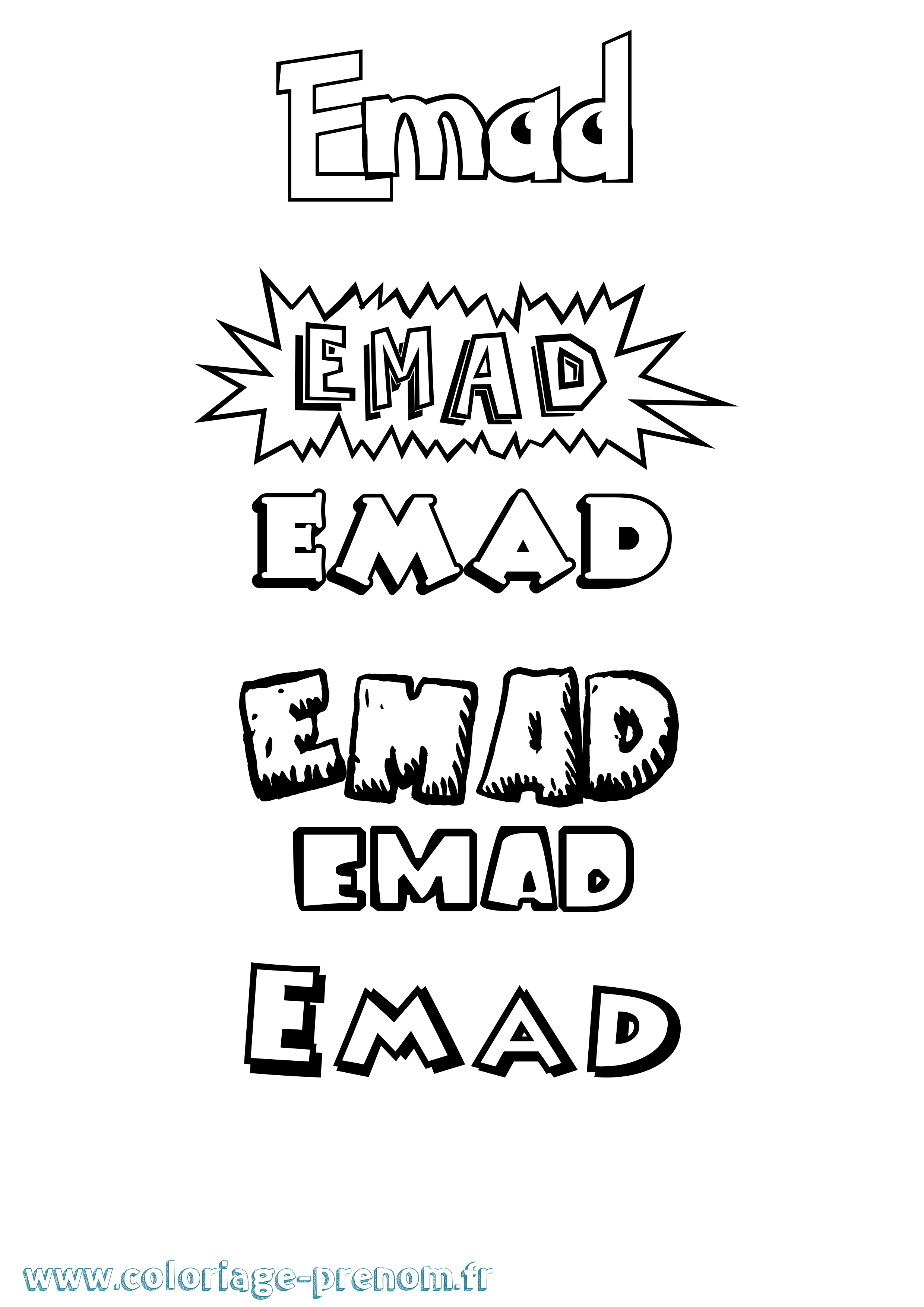 Coloriage Emad Dessin Animé Coloriage prénom Emad Dessin Animé