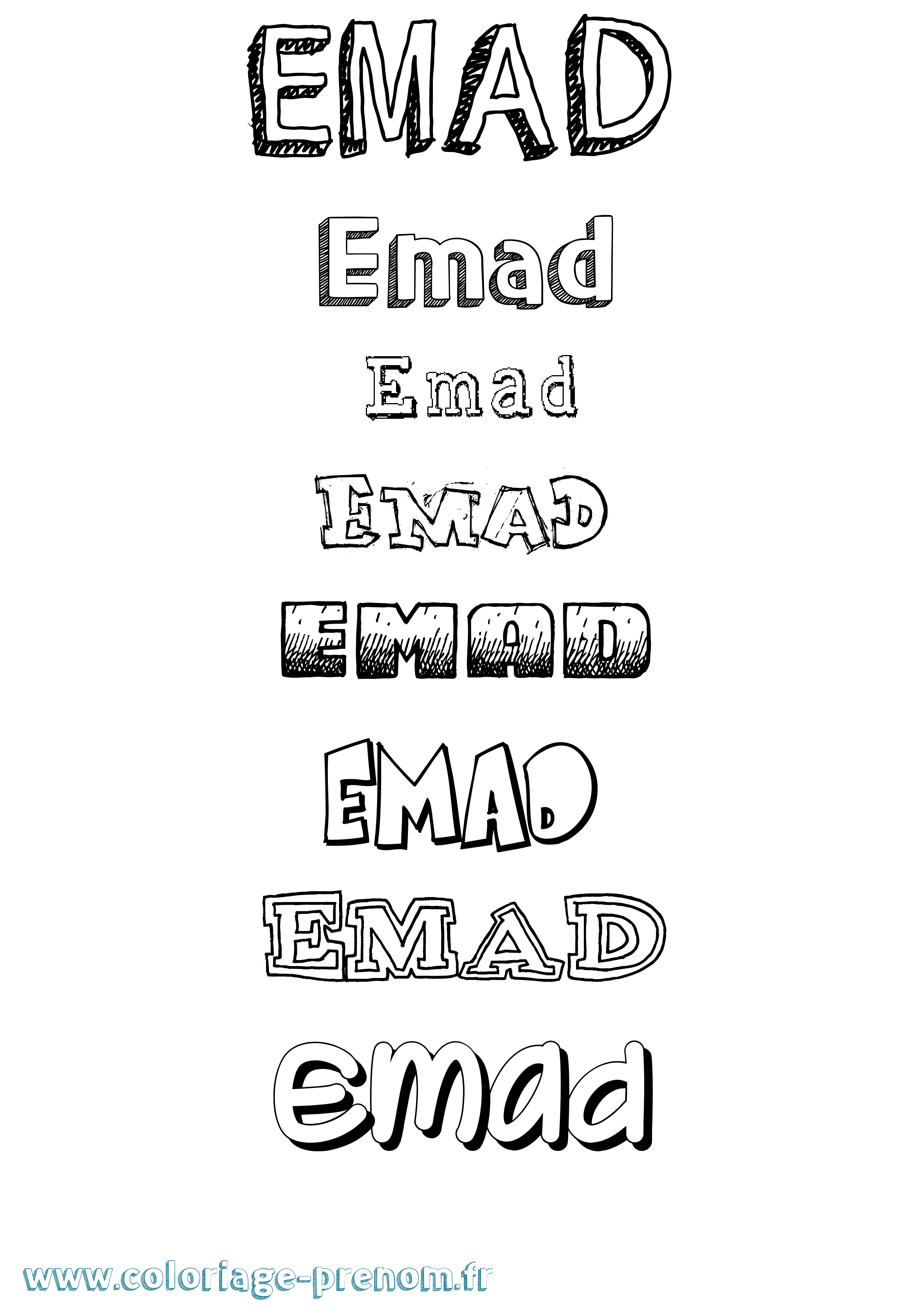 Coloriage Emad Dessiné Coloriage prénom Emad Dessiné