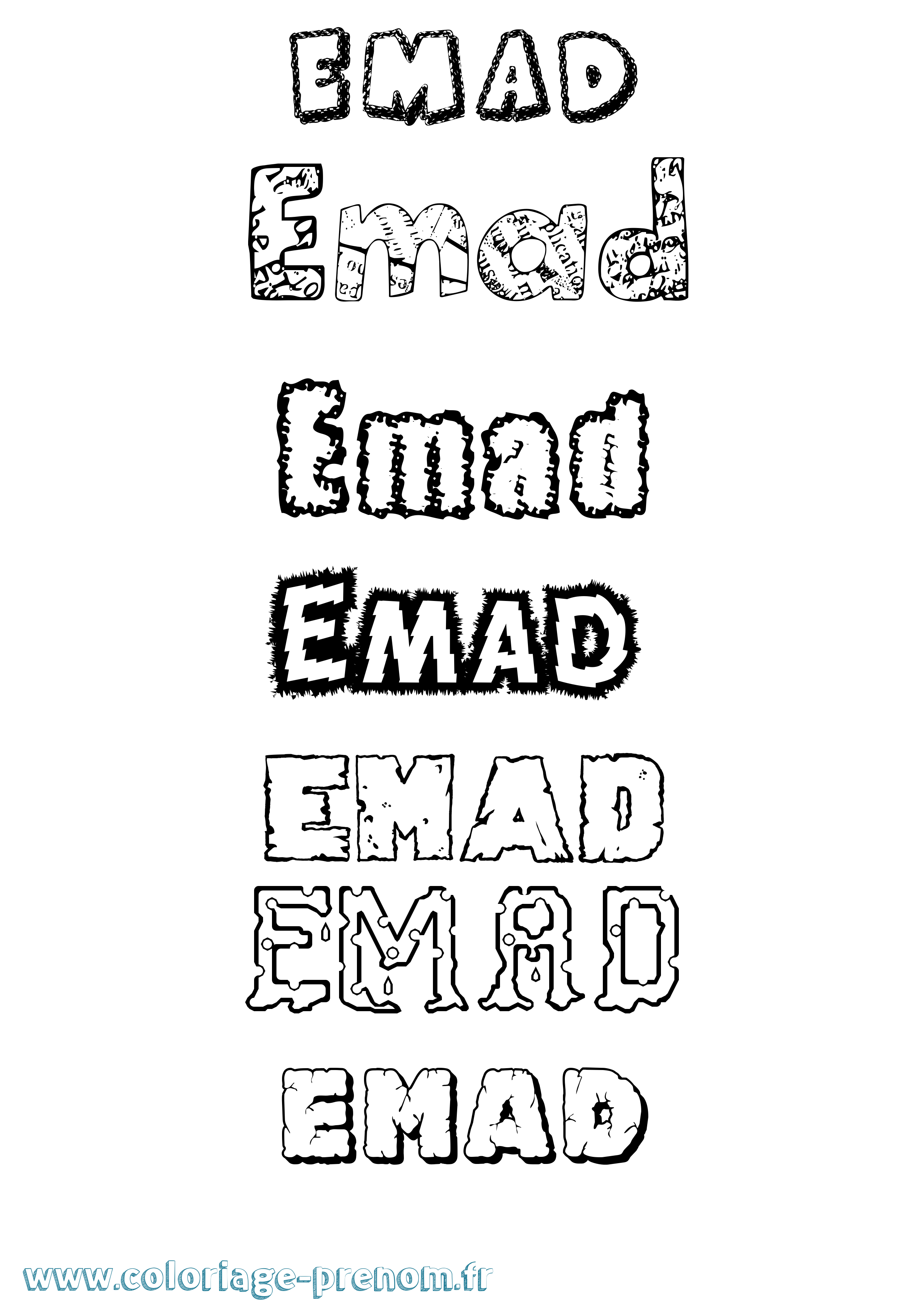 Coloriage Emad Destructuré Coloriage prénom Emad Destructuré