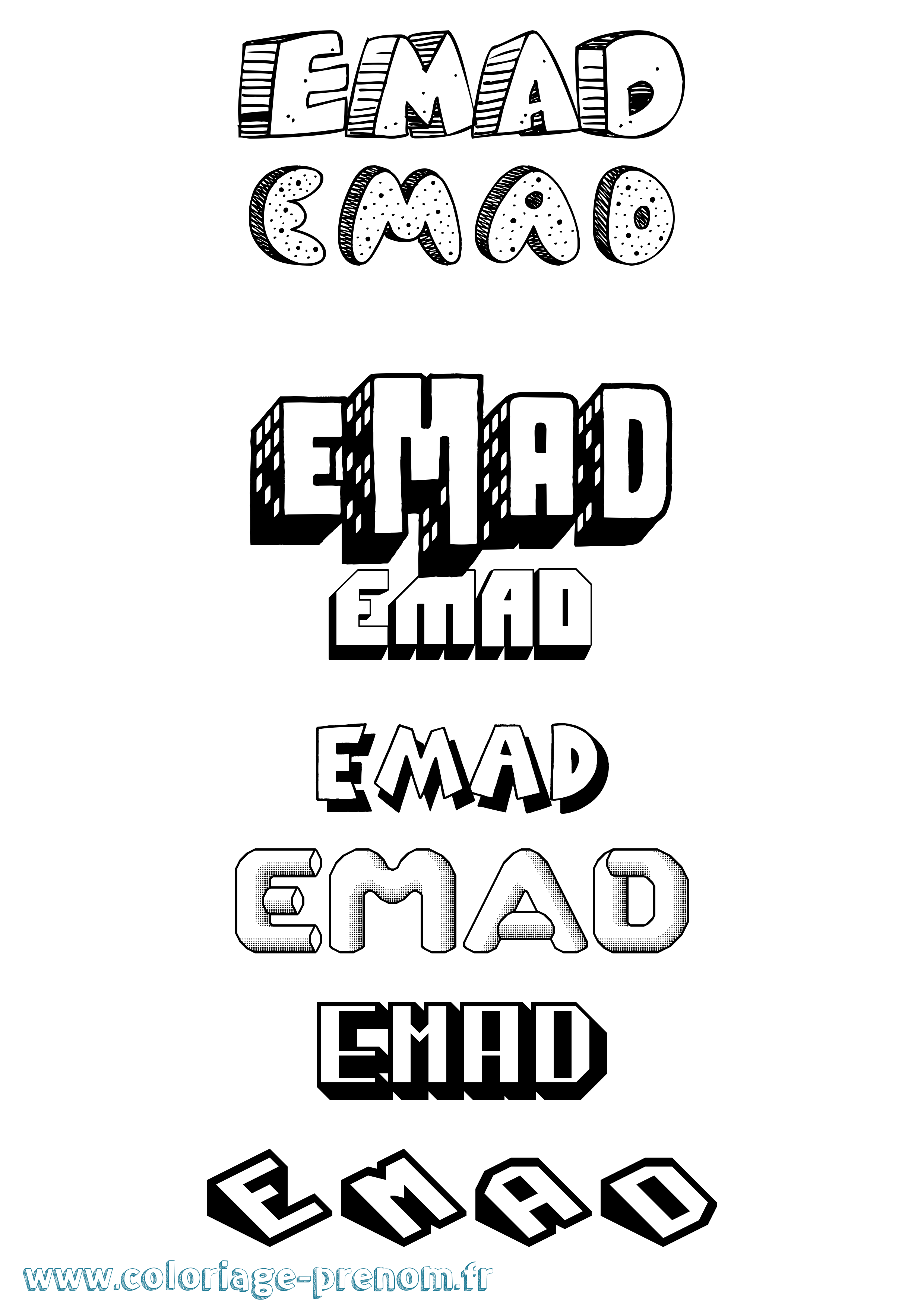 Coloriage Emad Effet 3D Coloriage prénom Emad Effet 3D