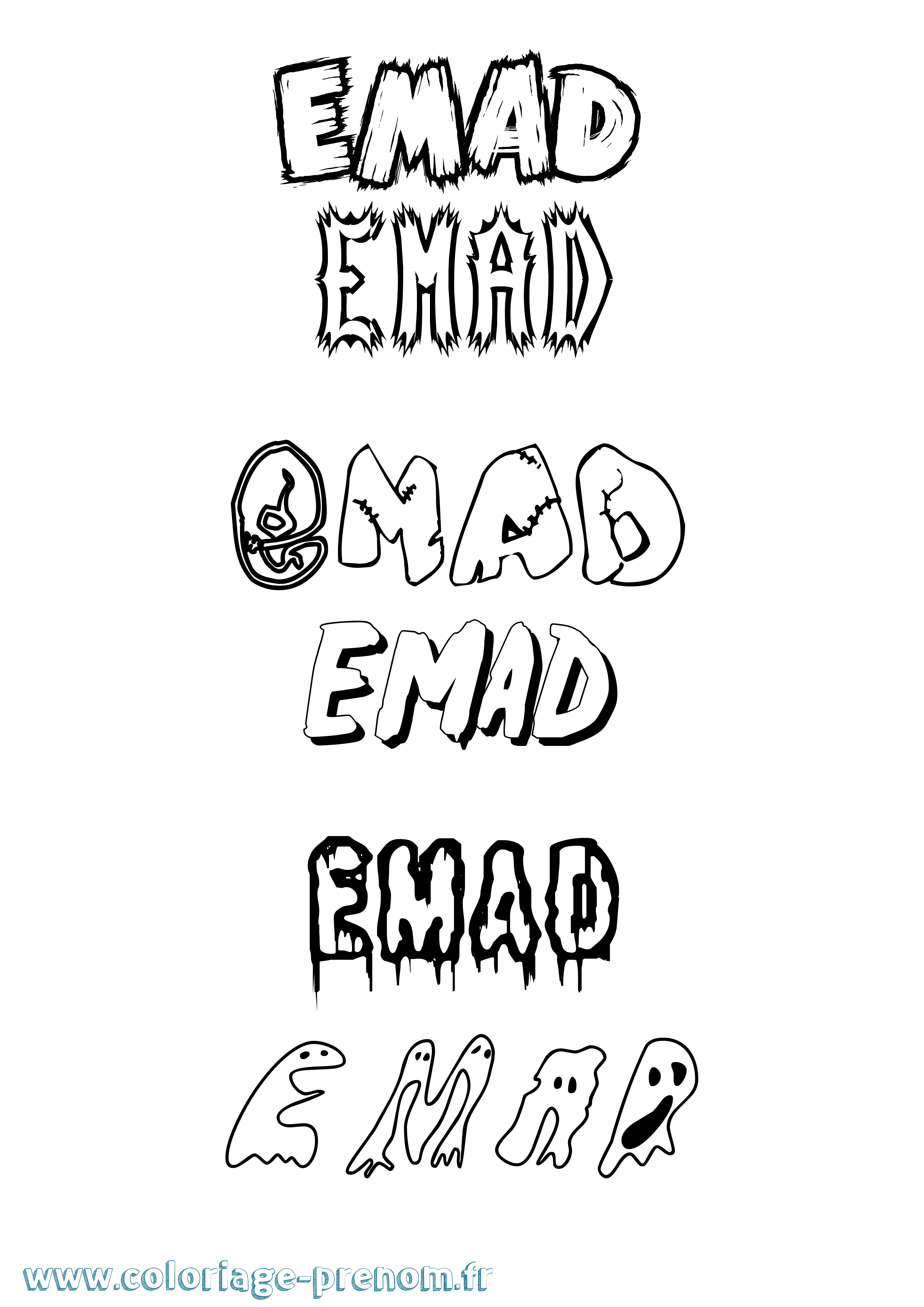 Coloriage Emad Frisson Coloriage prénom Emad Frisson