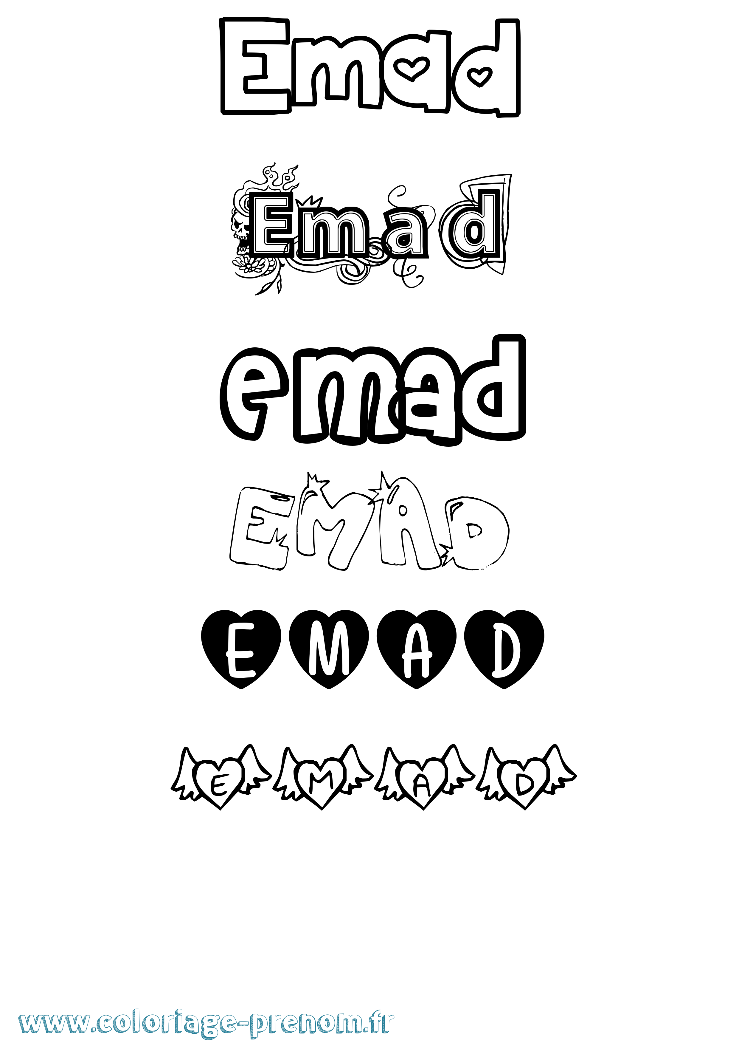 Coloriage Emad Girly Coloriage prénom Emad Girly