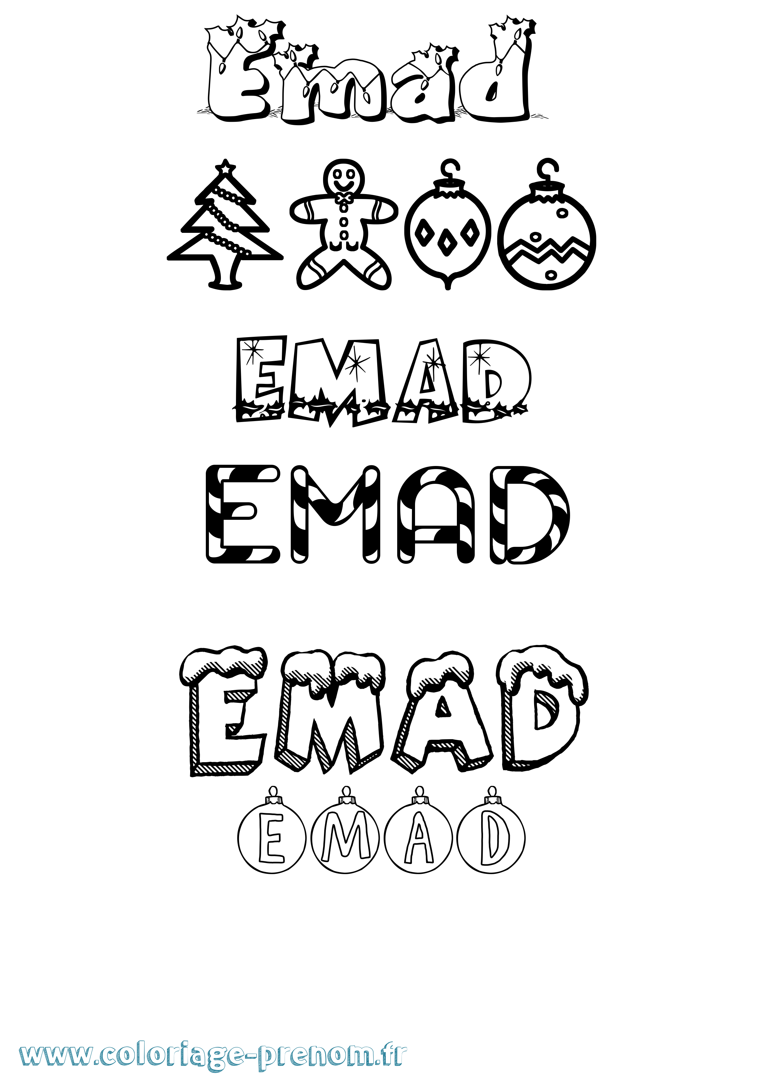 Coloriage Emad Noël Coloriage prénom Emad Noël