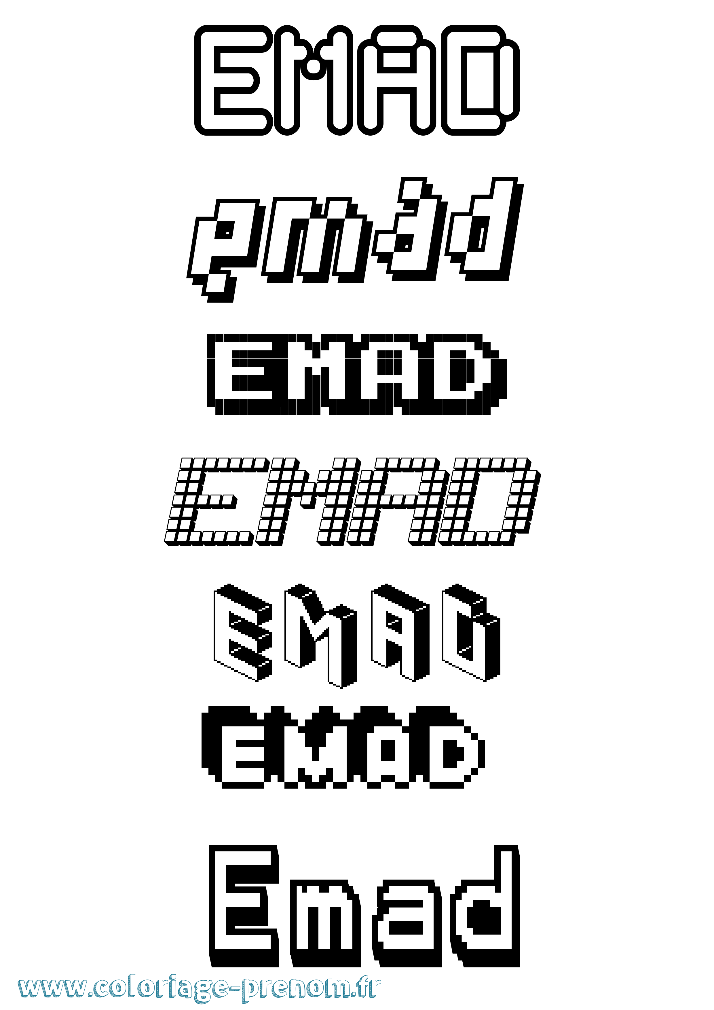 Coloriage Emad Pixel Coloriage prénom Emad Pixel