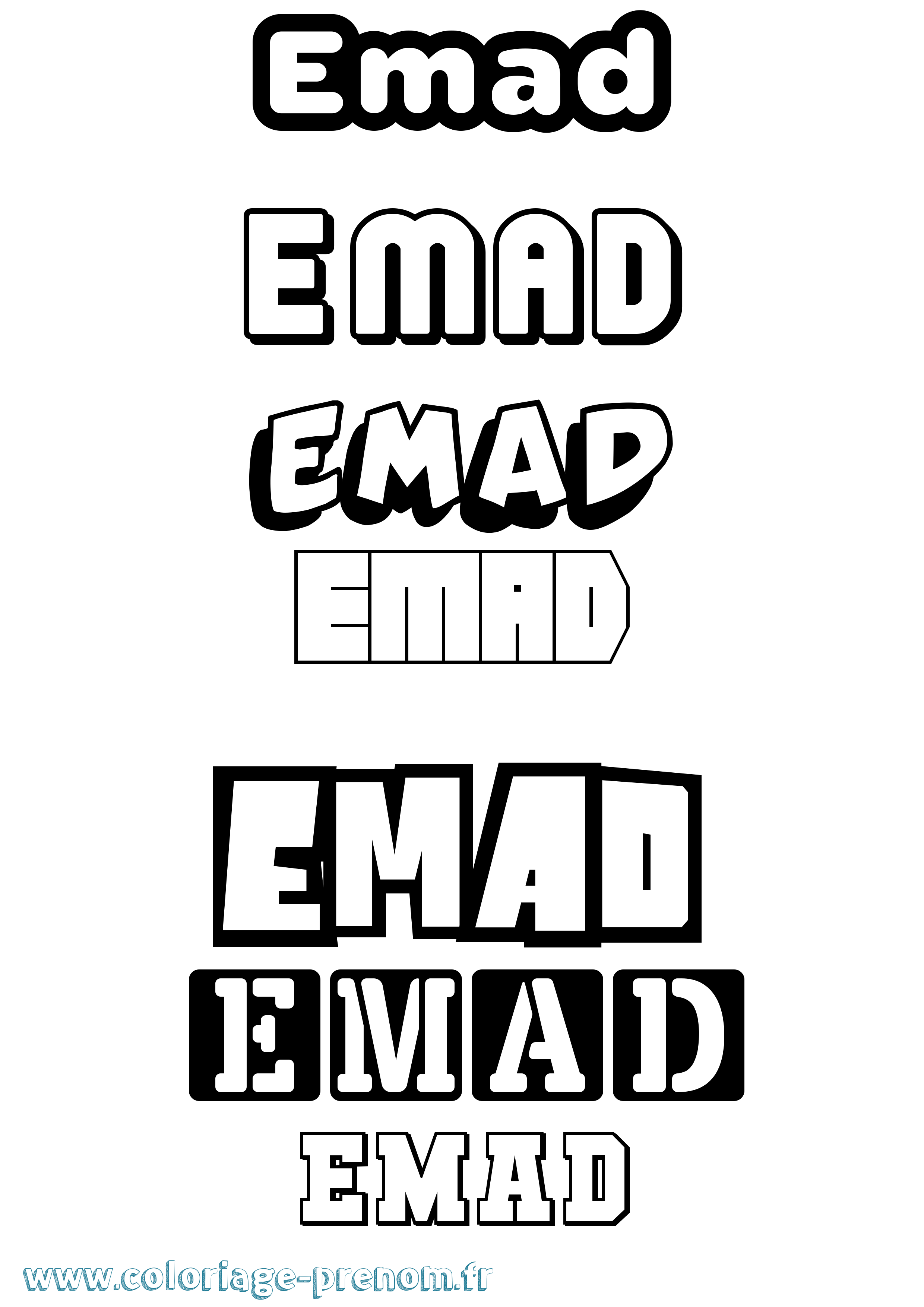 Coloriage Emad Simple Coloriage prénom Emad Simple