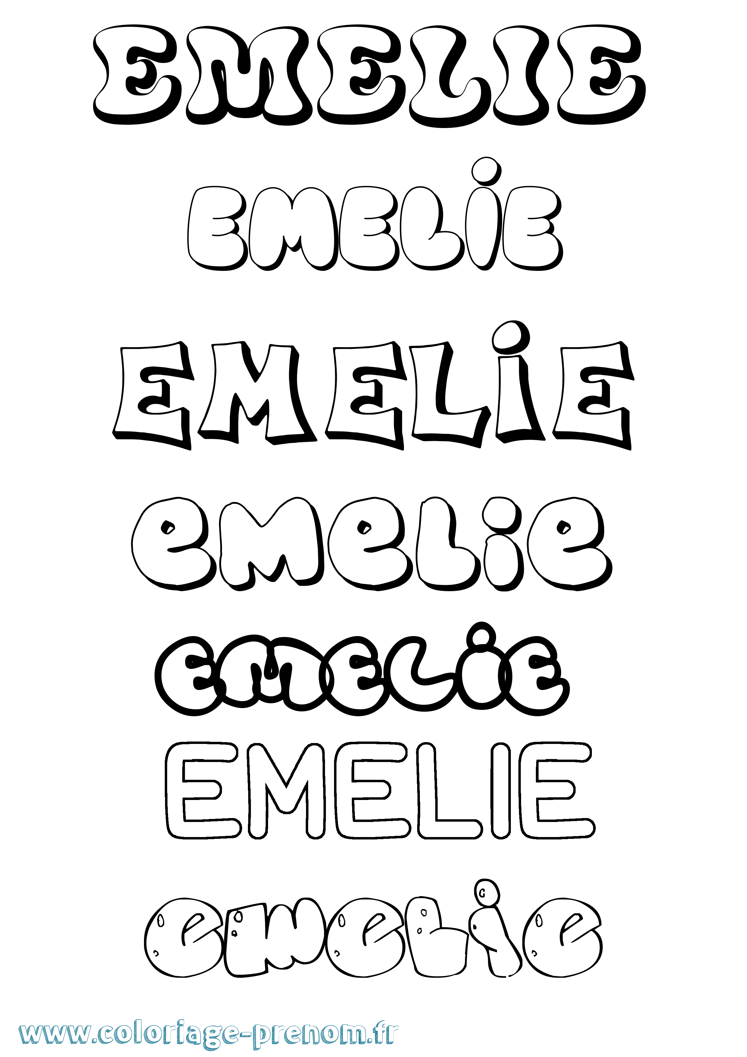 Coloriage Emelie Bubble Coloriage prénom Emelie Bubble