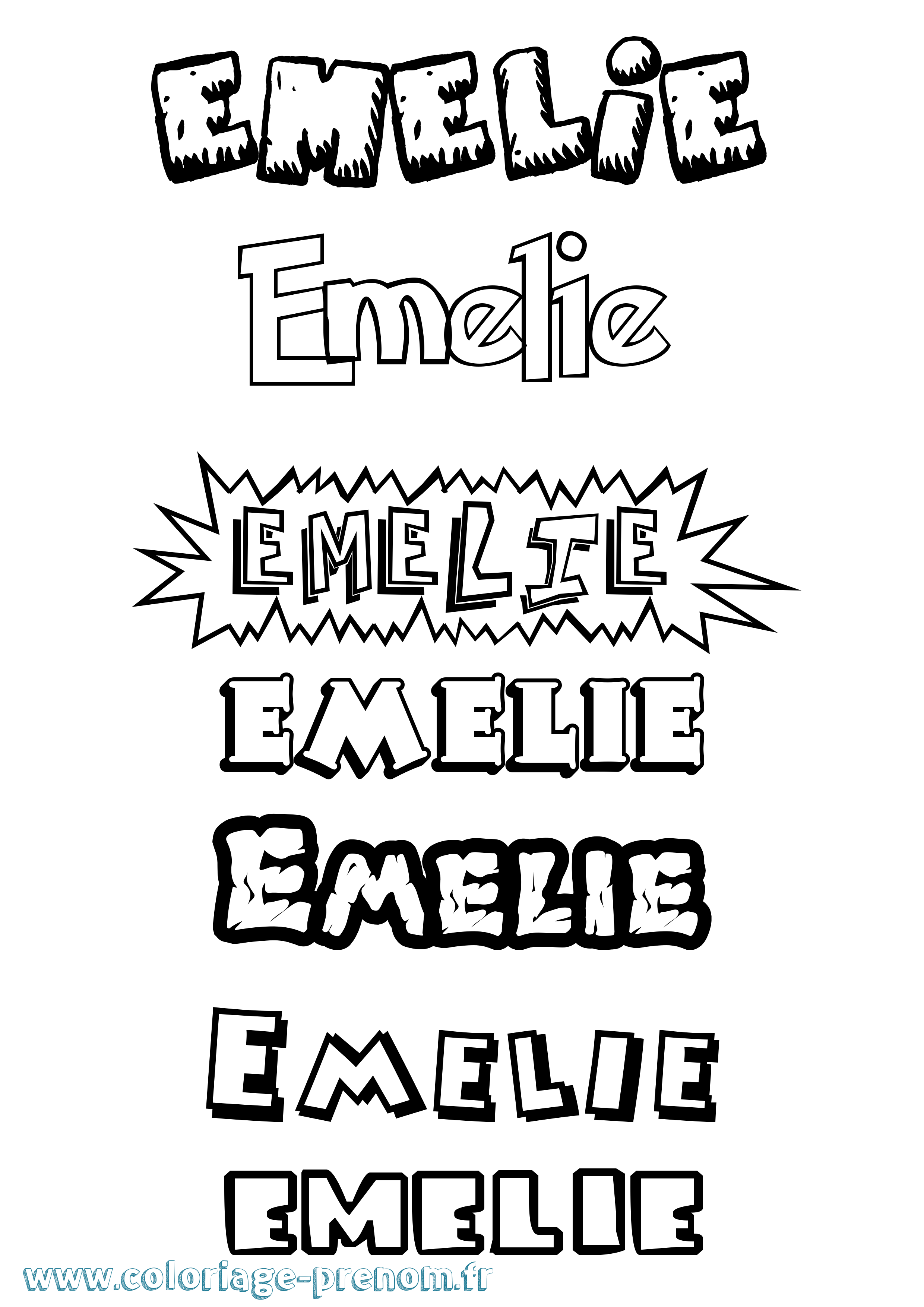 Coloriage Emelie Dessin Animé Coloriage prénom Emelie Dessin Animé