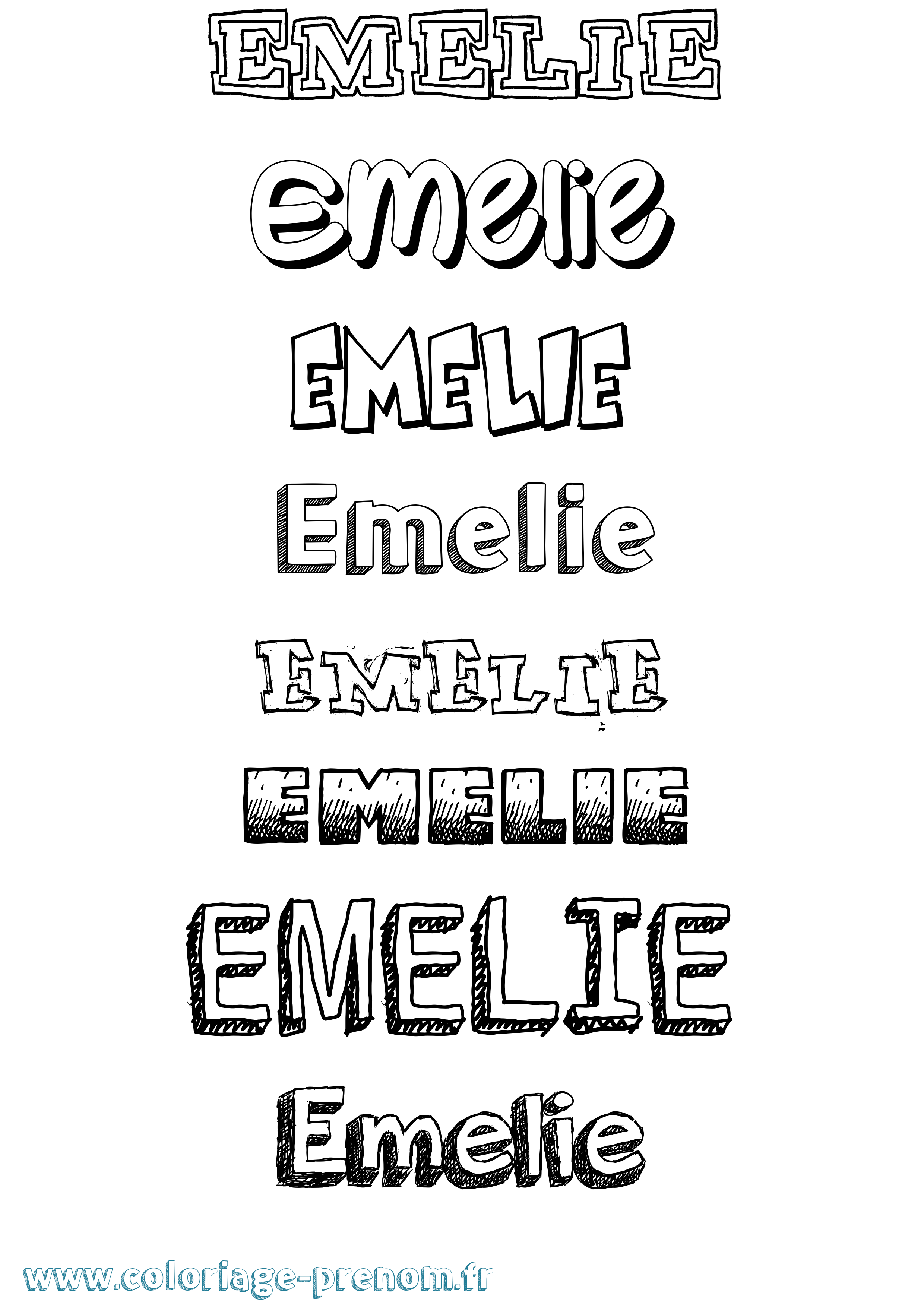Coloriage Emelie Dessiné Coloriage prénom Emelie Dessiné