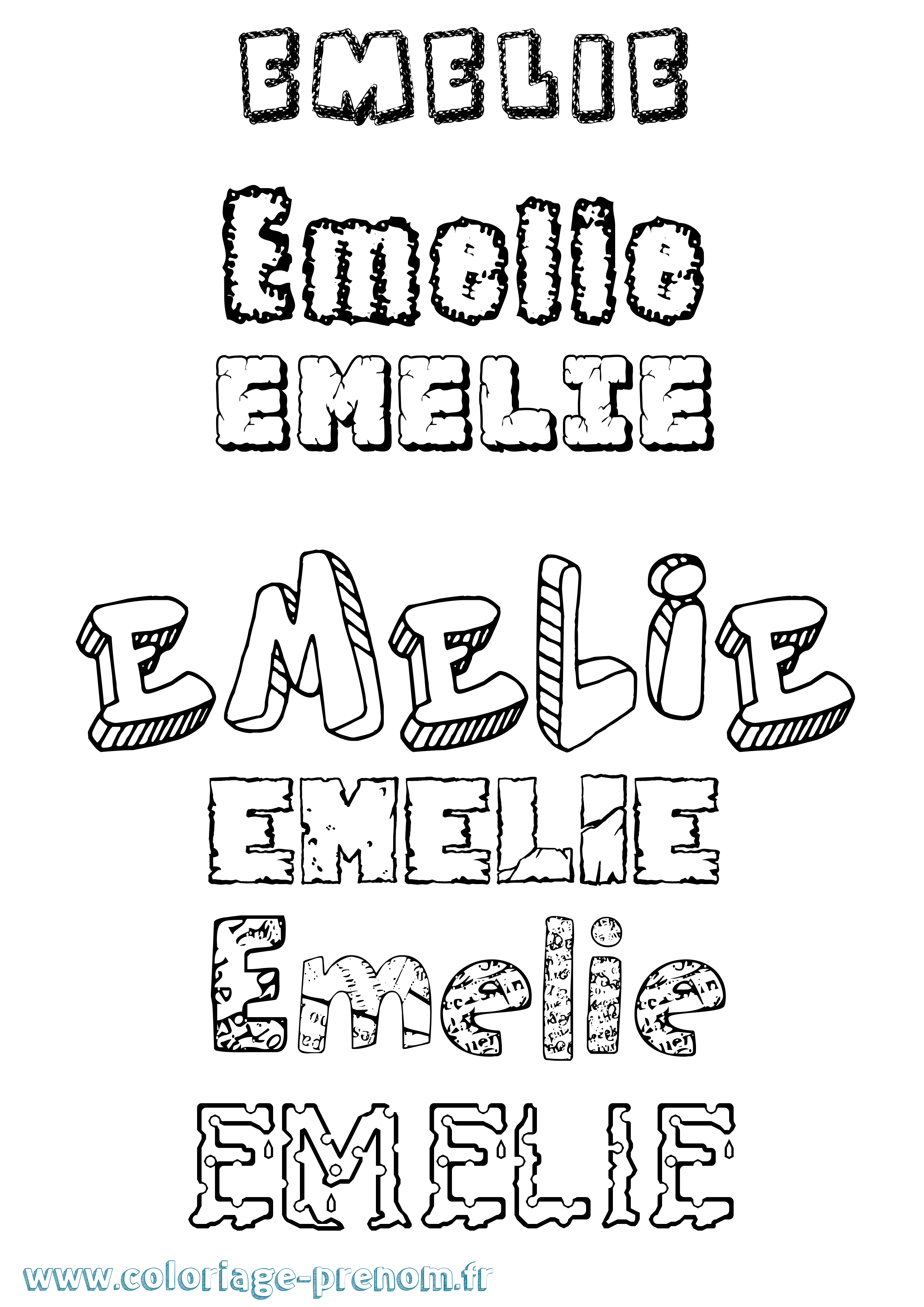 Coloriage Emelie Destructuré Coloriage prénom Emelie Destructuré