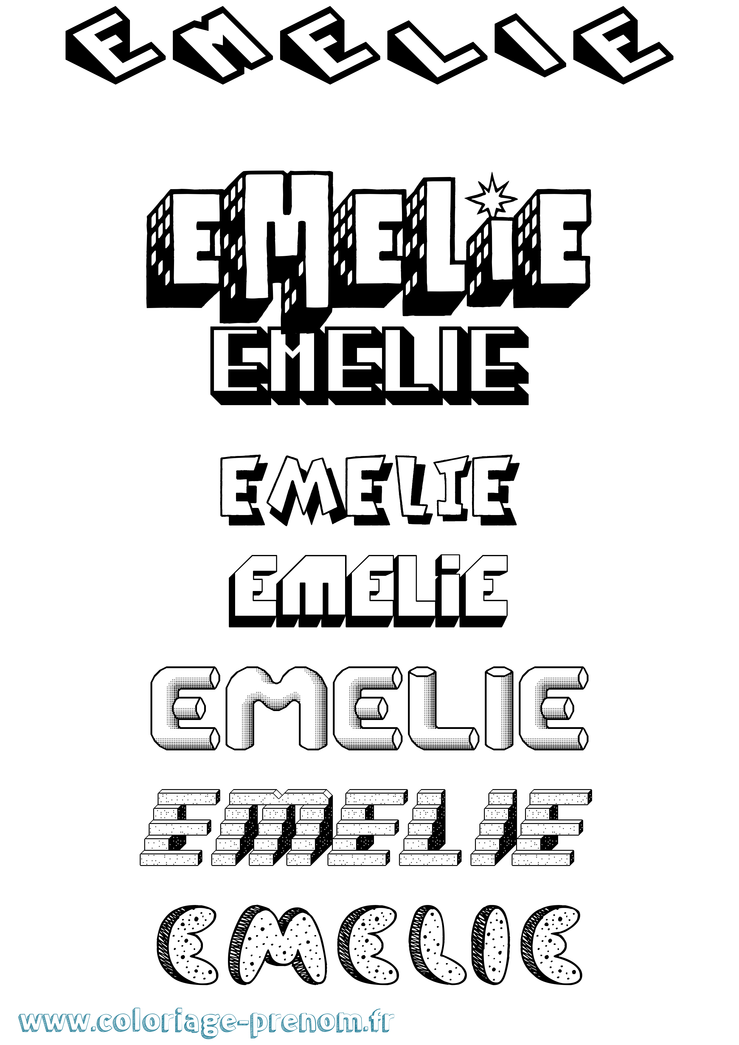 Coloriage Emelie Effet 3D Coloriage prénom Emelie Effet 3D