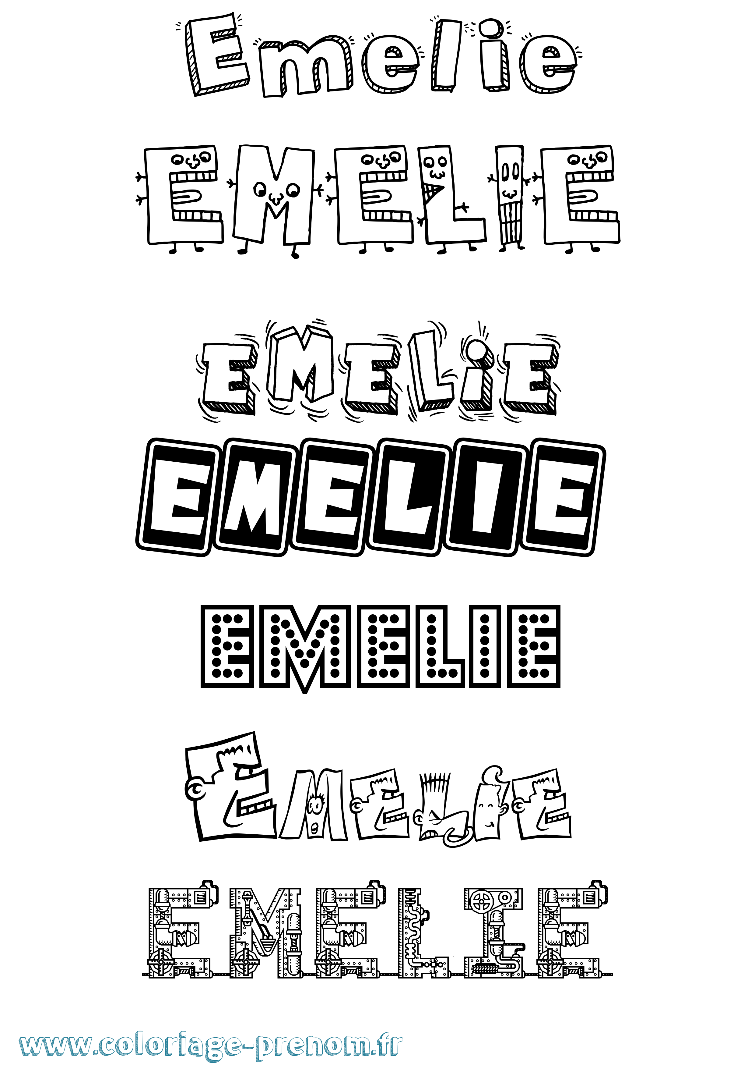 Coloriage Emelie Fun Coloriage prénom Emelie Fun