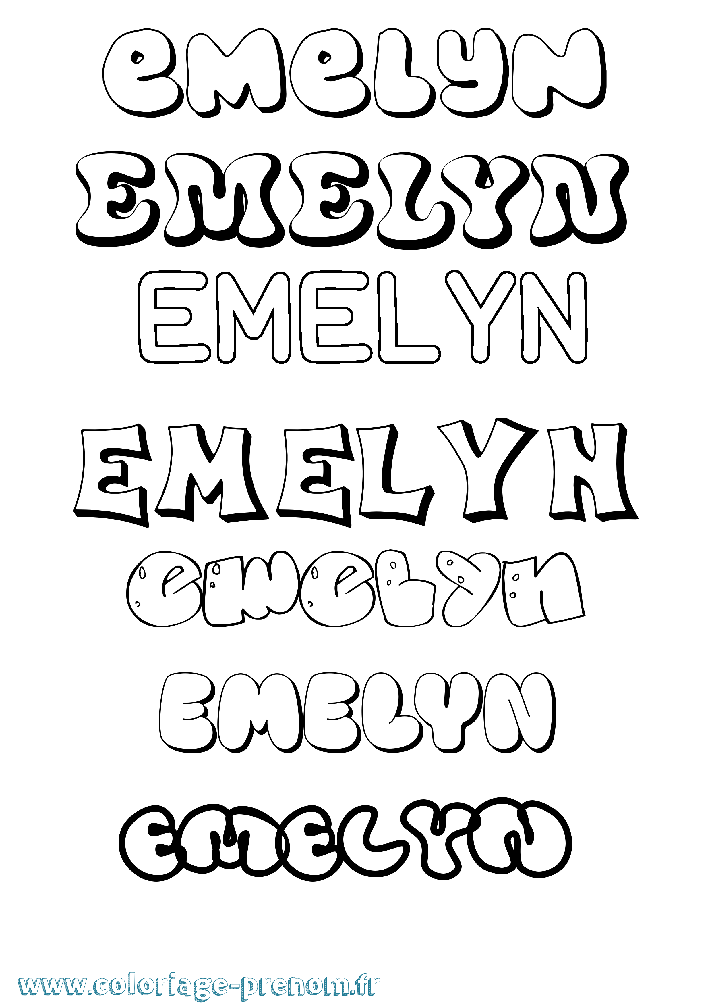 Coloriage Emelyn Bubble Coloriage prénom Emelyn Bubble