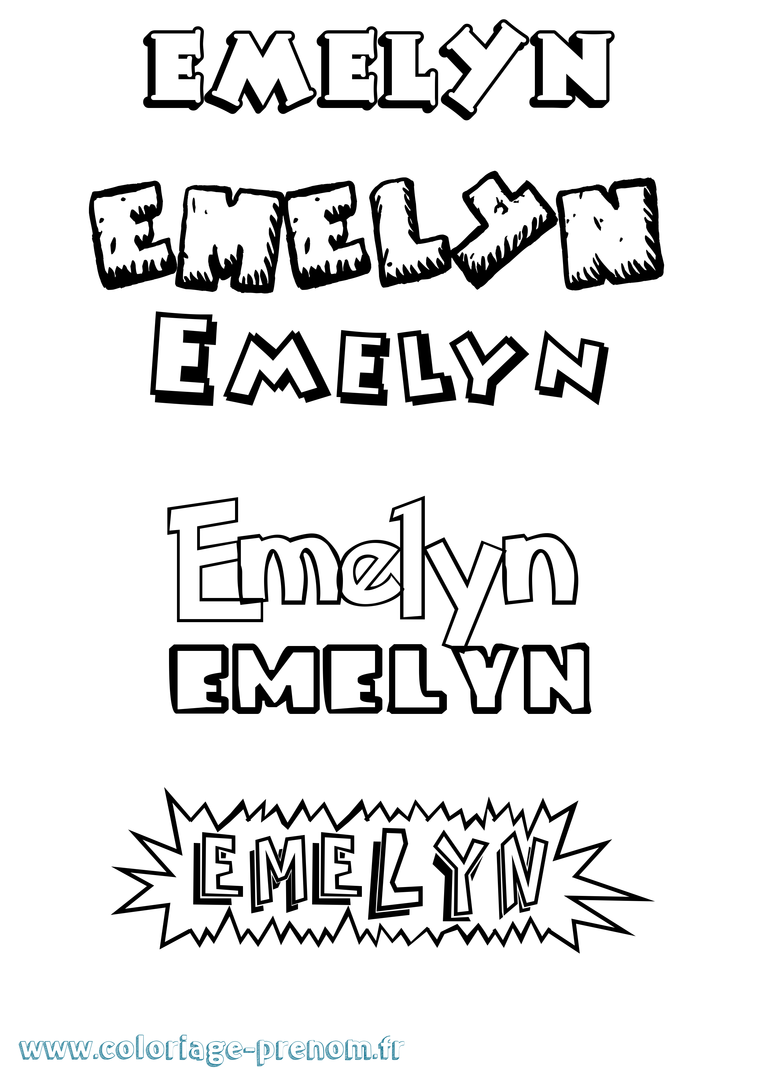 Coloriage Emelyn Dessin Animé Coloriage prénom Emelyn Dessin Animé
