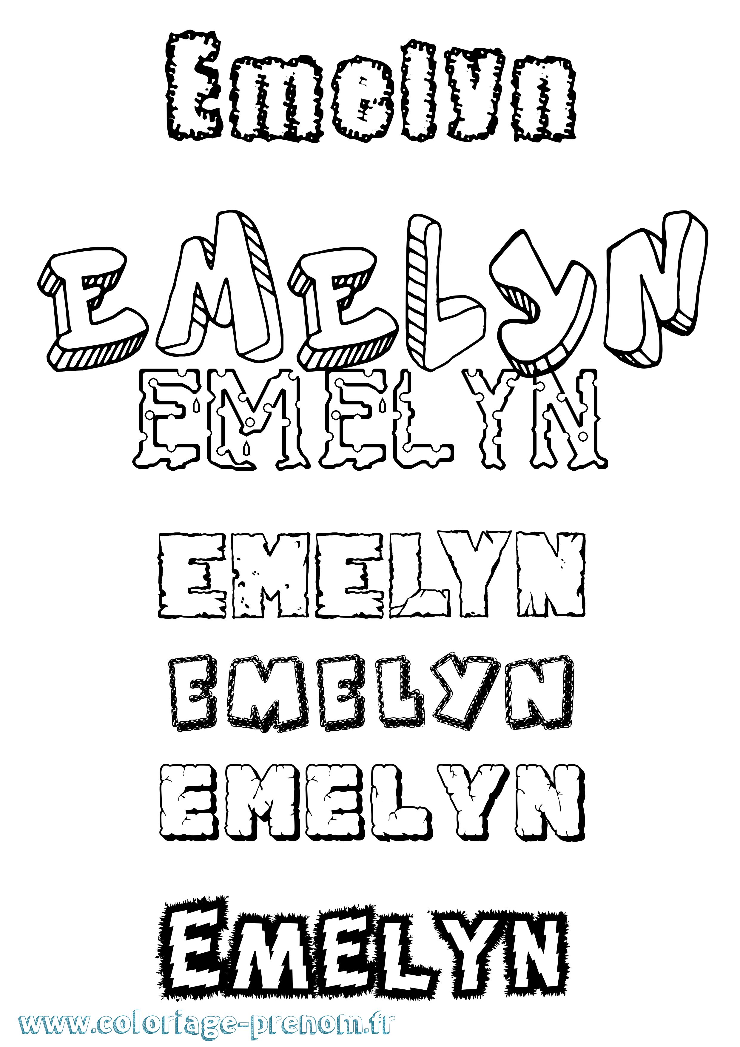 Coloriage Emelyn Destructuré Coloriage prénom Emelyn Destructuré