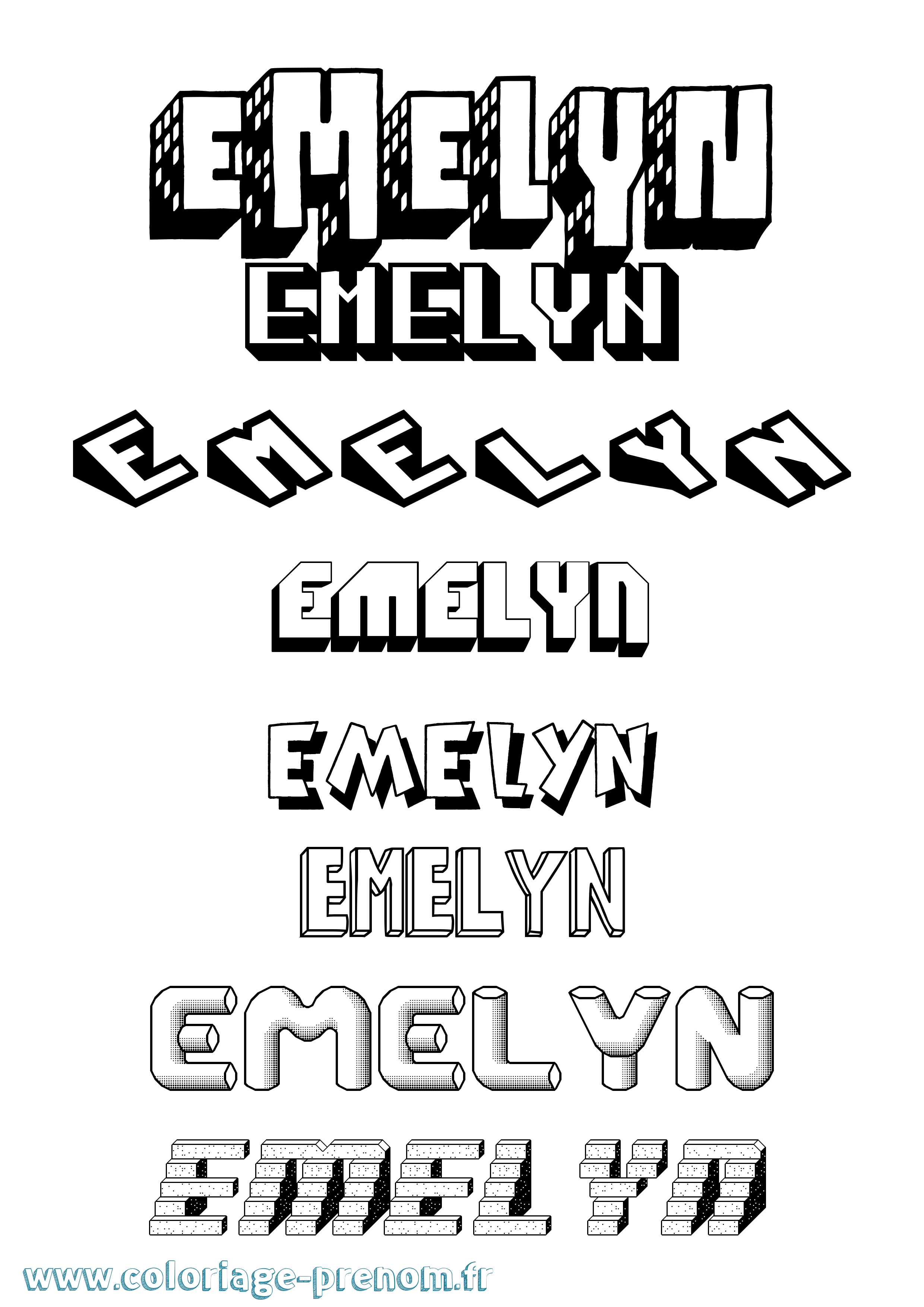 Coloriage Emelyn Effet 3D Coloriage prénom Emelyn Effet 3D