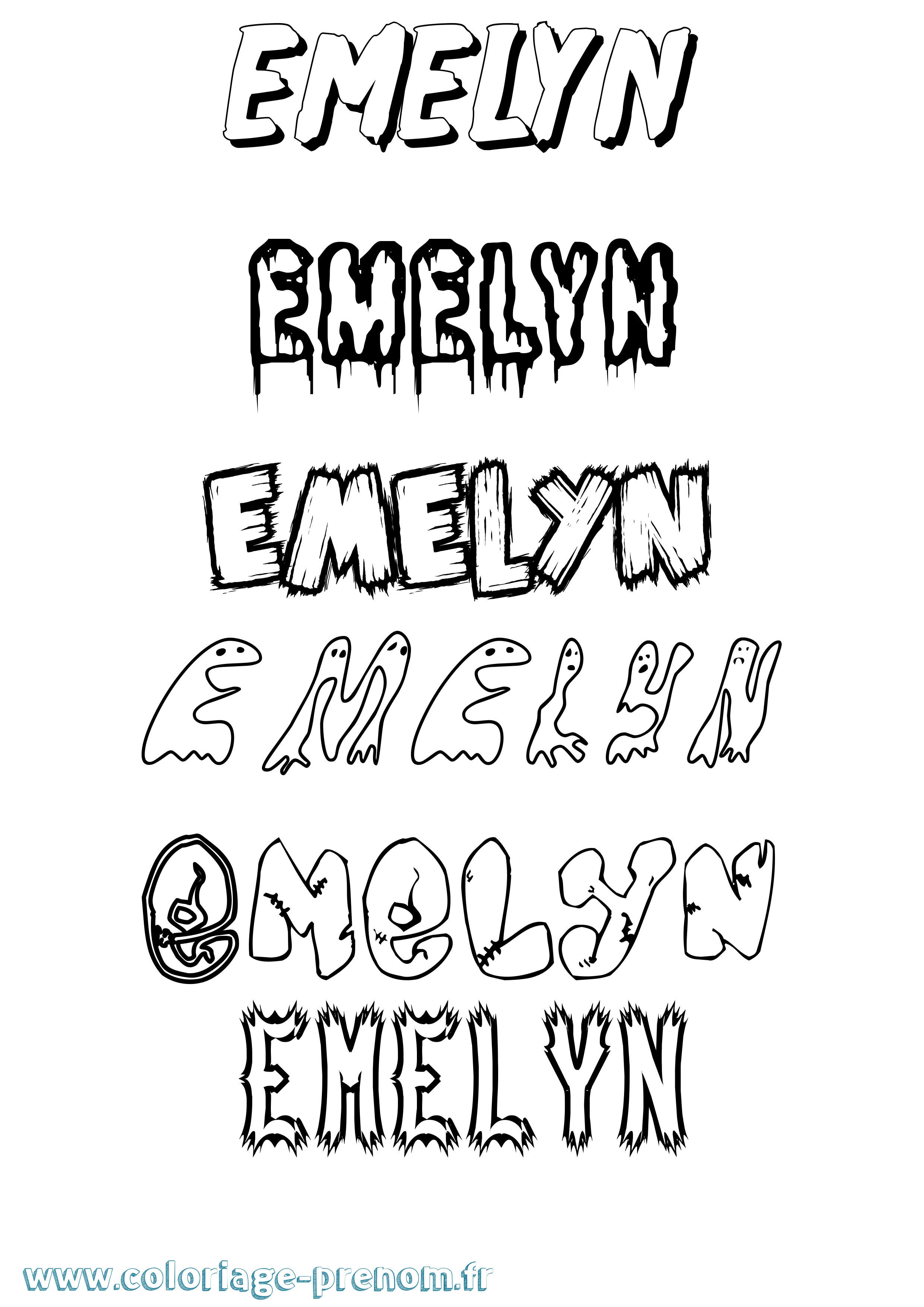 Coloriage Emelyn Frisson Coloriage prénom Emelyn Frisson